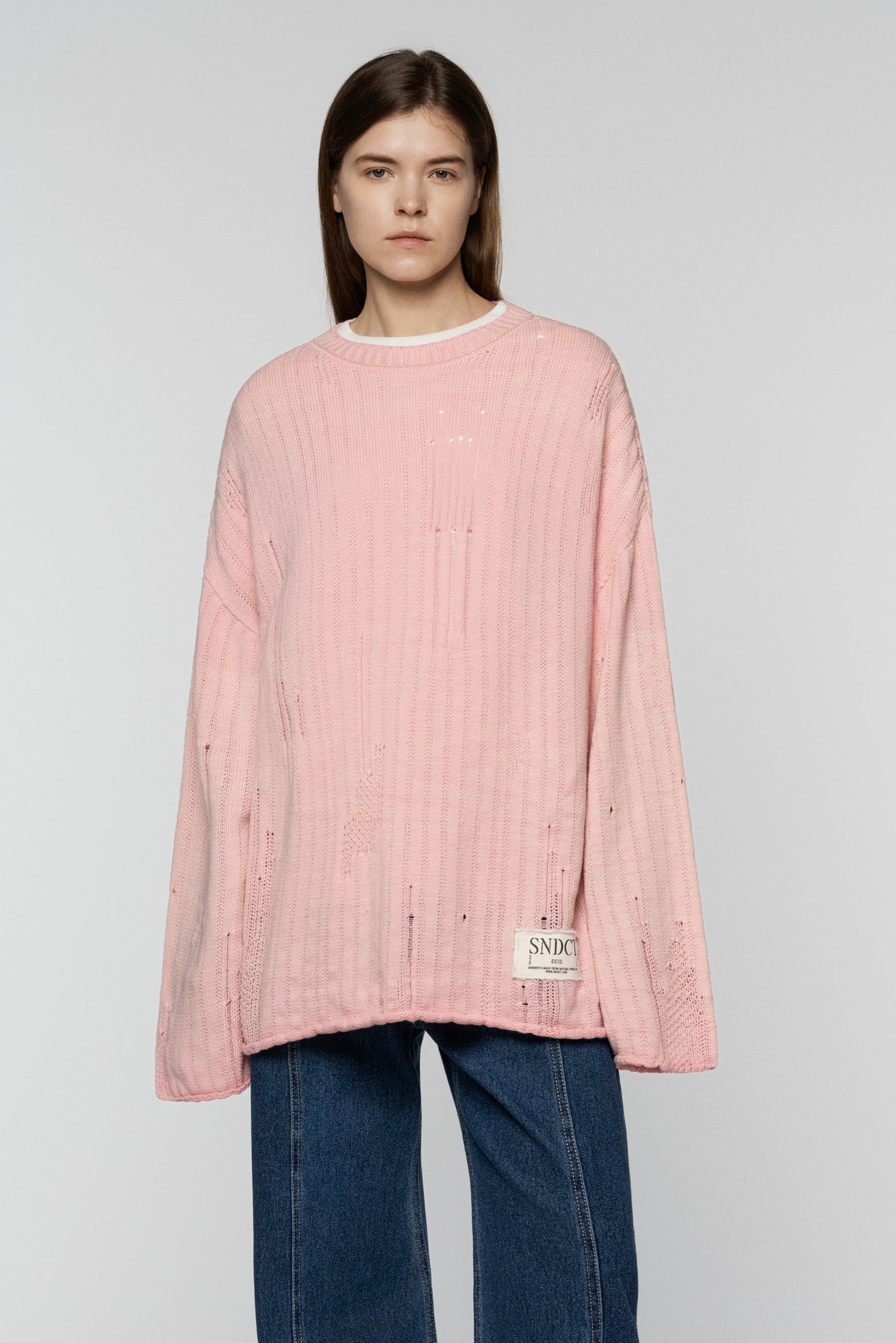 Dyed Loose Knit Sweater Pink