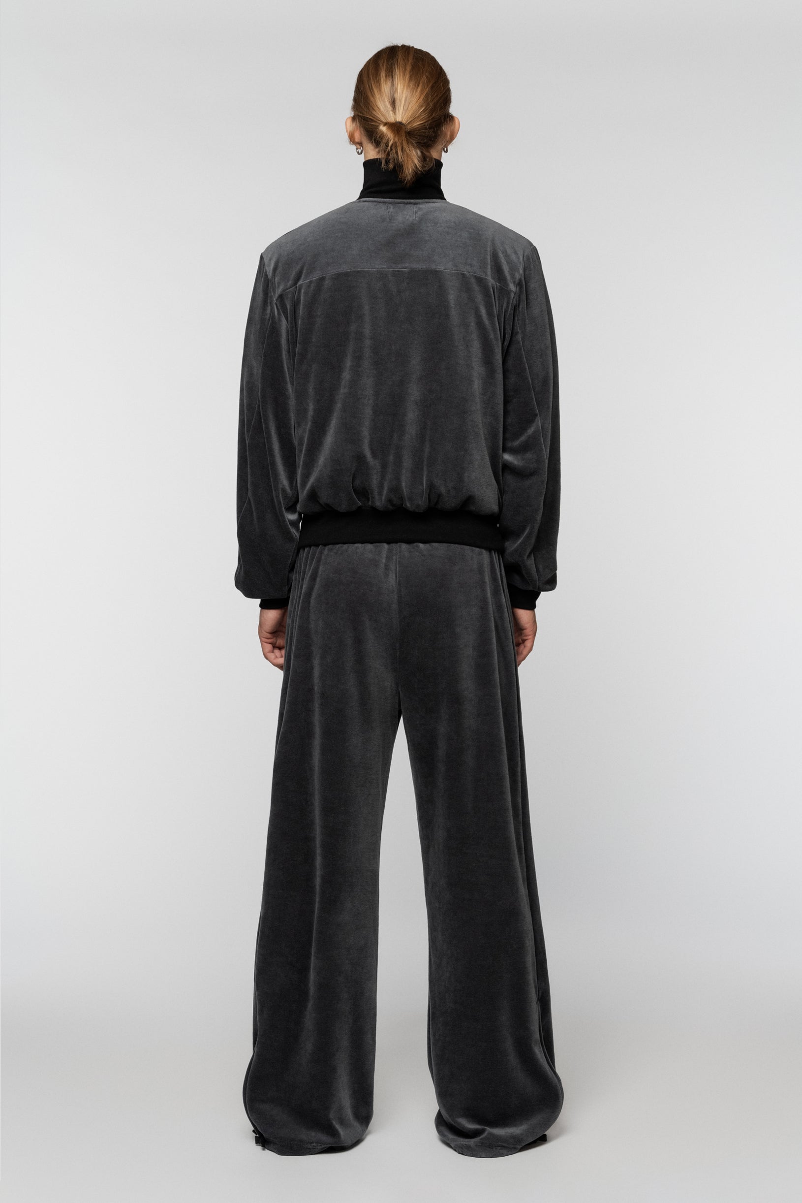 Grey velour track jacket with SNCT embroidery
