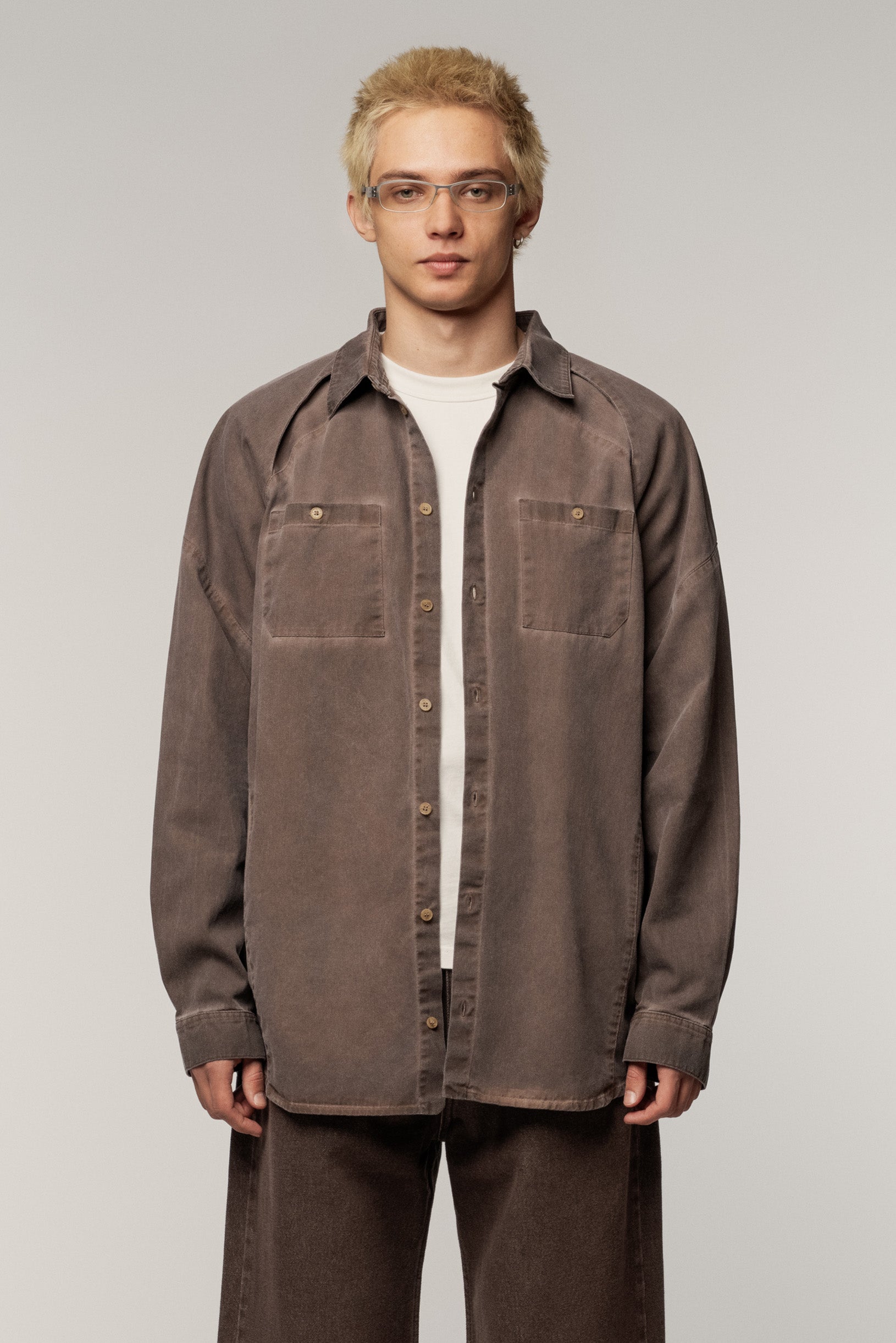 Raglan Faded Shirt Brown
