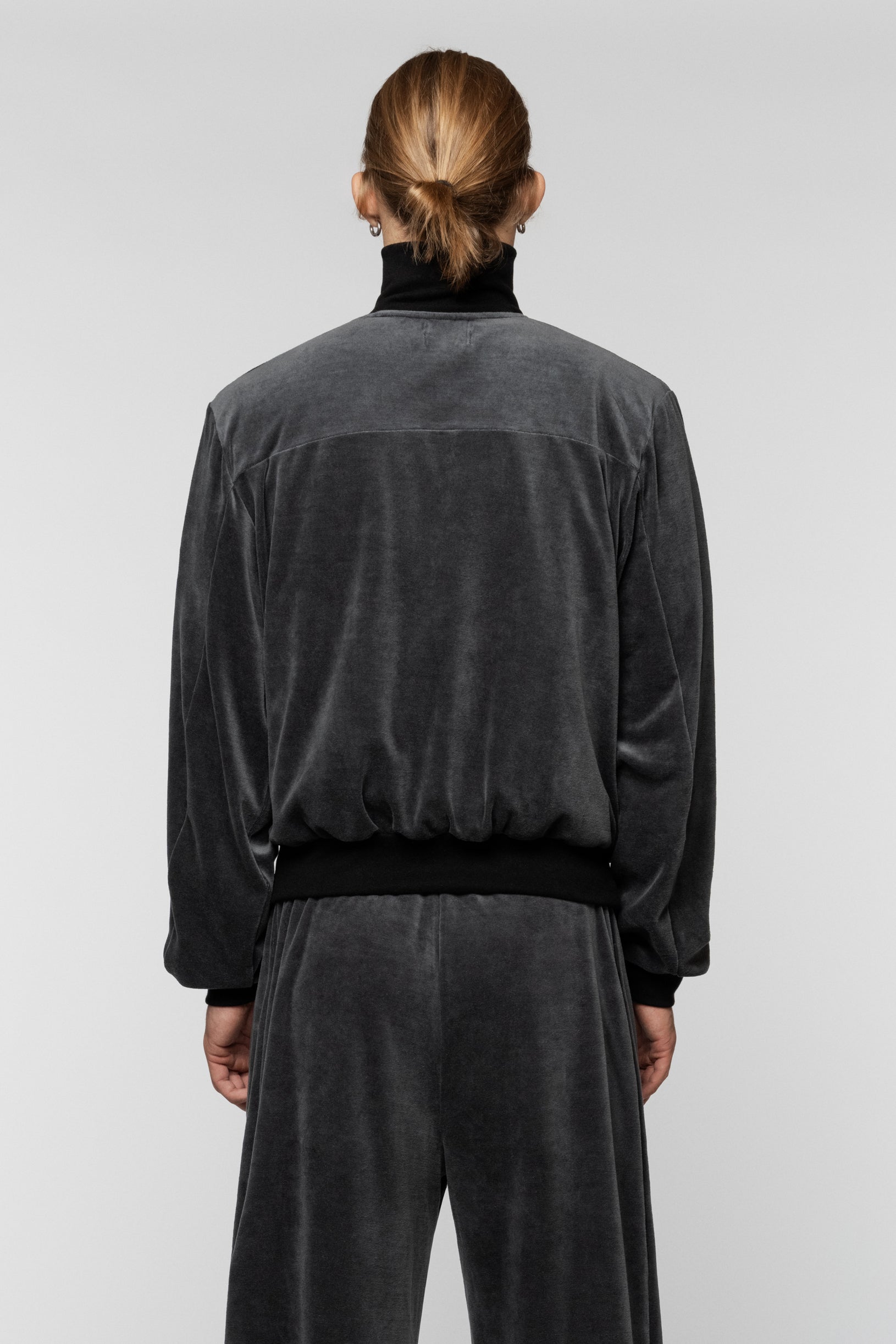 Grey velour track jacket with SNCT embroidery