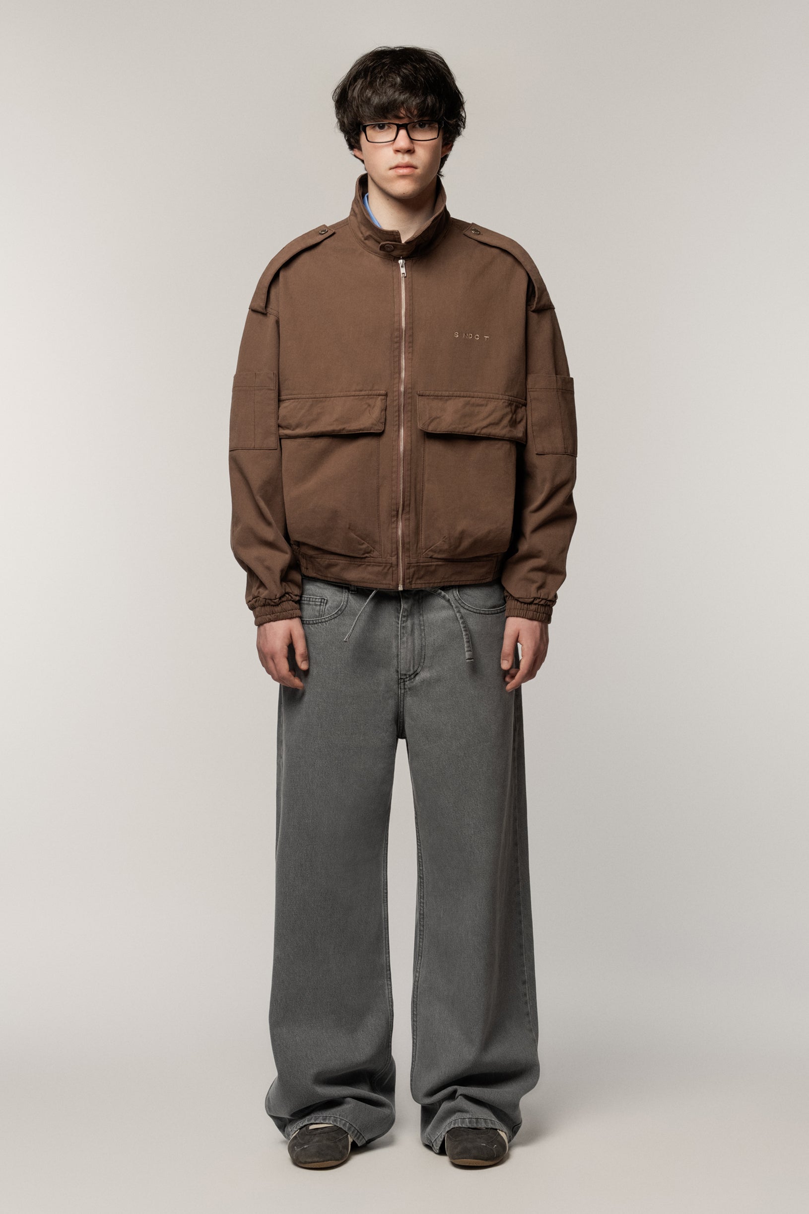 Cargo Denim Jacket Brown