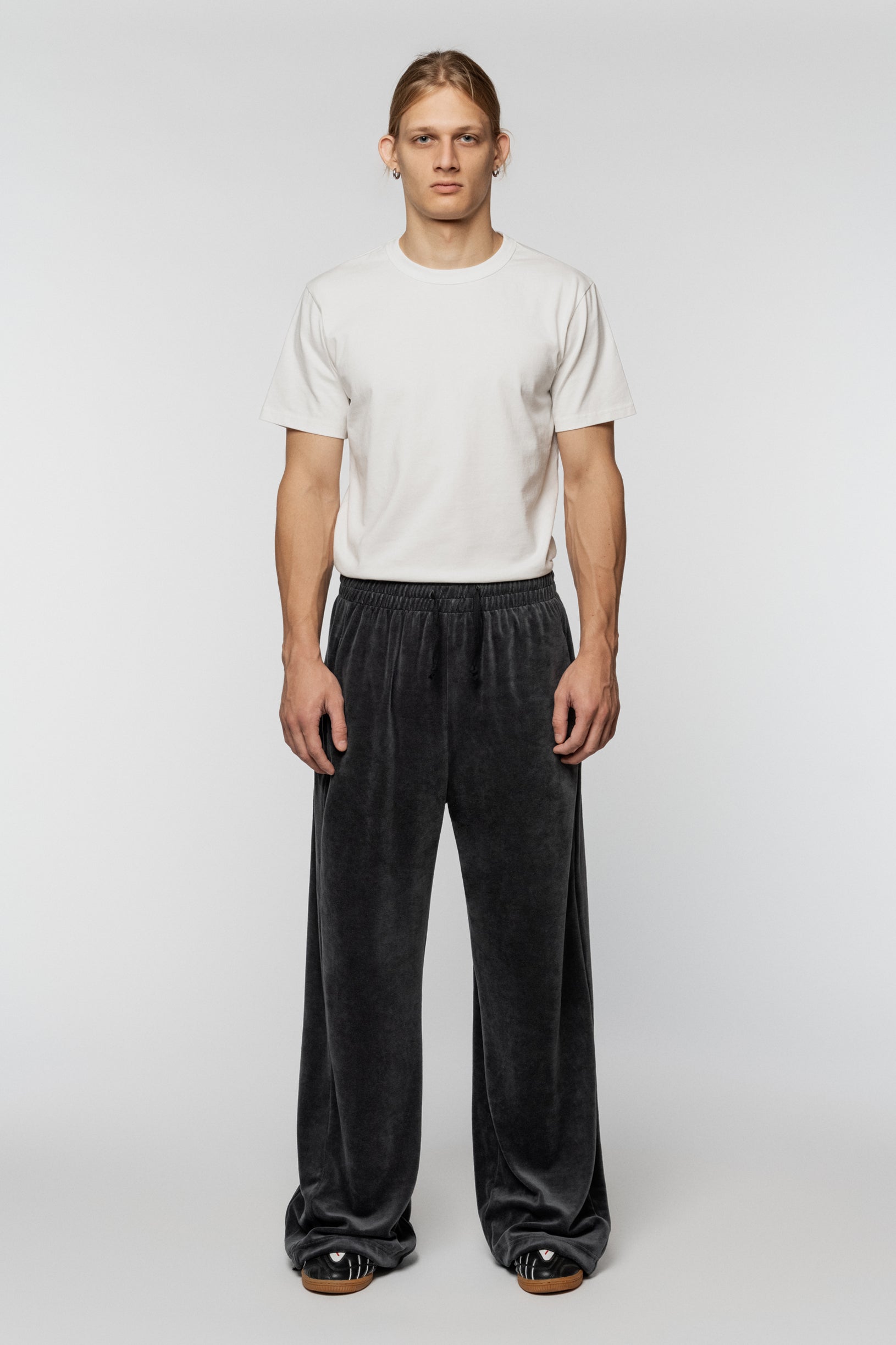 Velour Track Pants Dark Gray