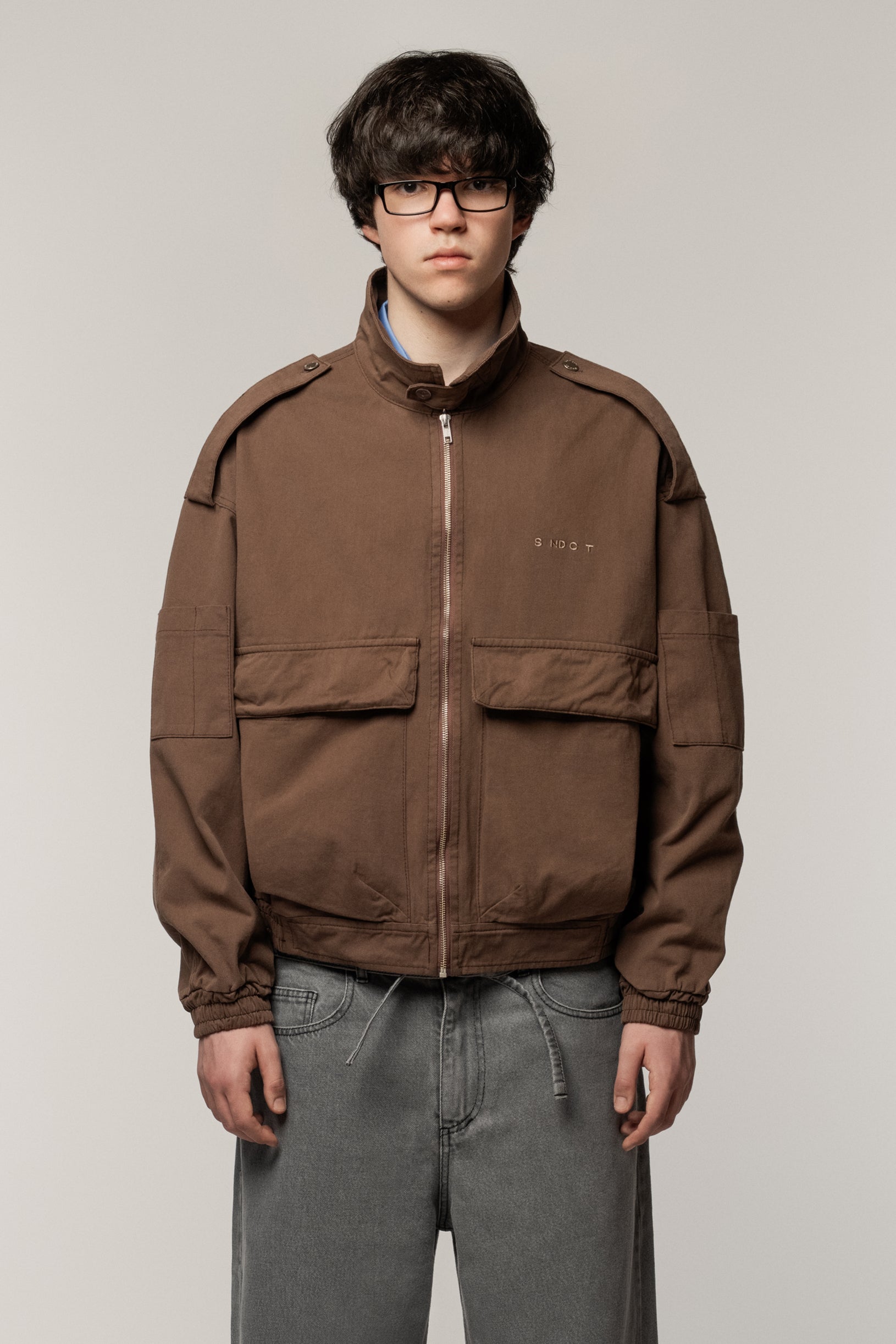 Cargo Denim Jacket Brown