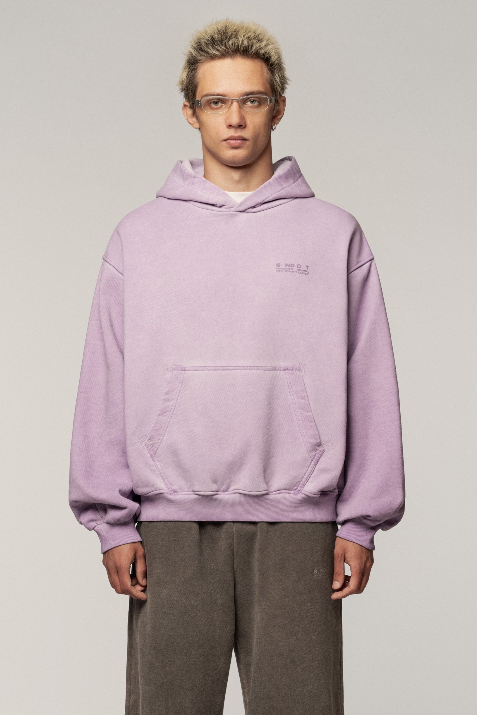 Faded effect Cropped Zip Hoodie Grey