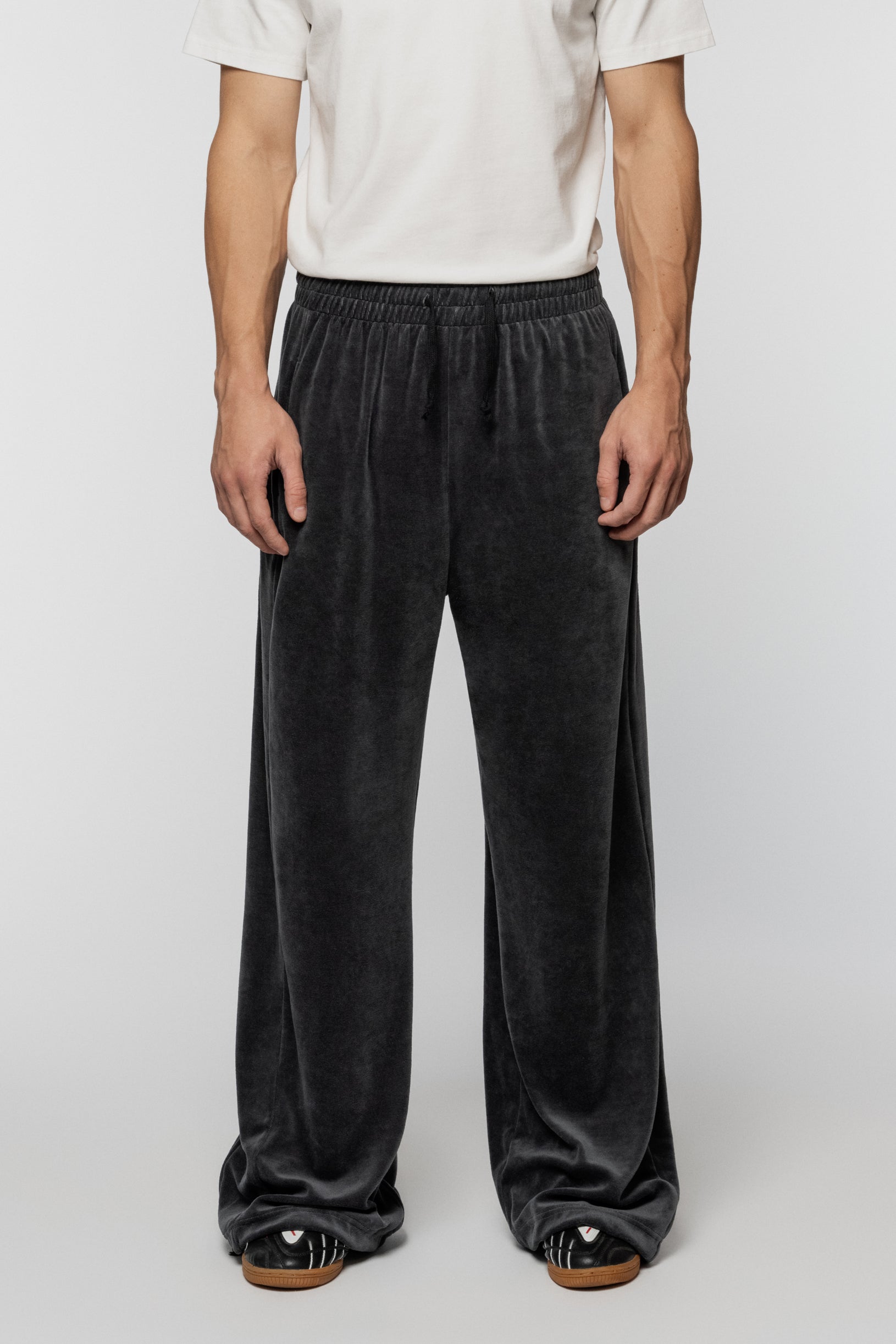 Velour Track Pants Dark Gray