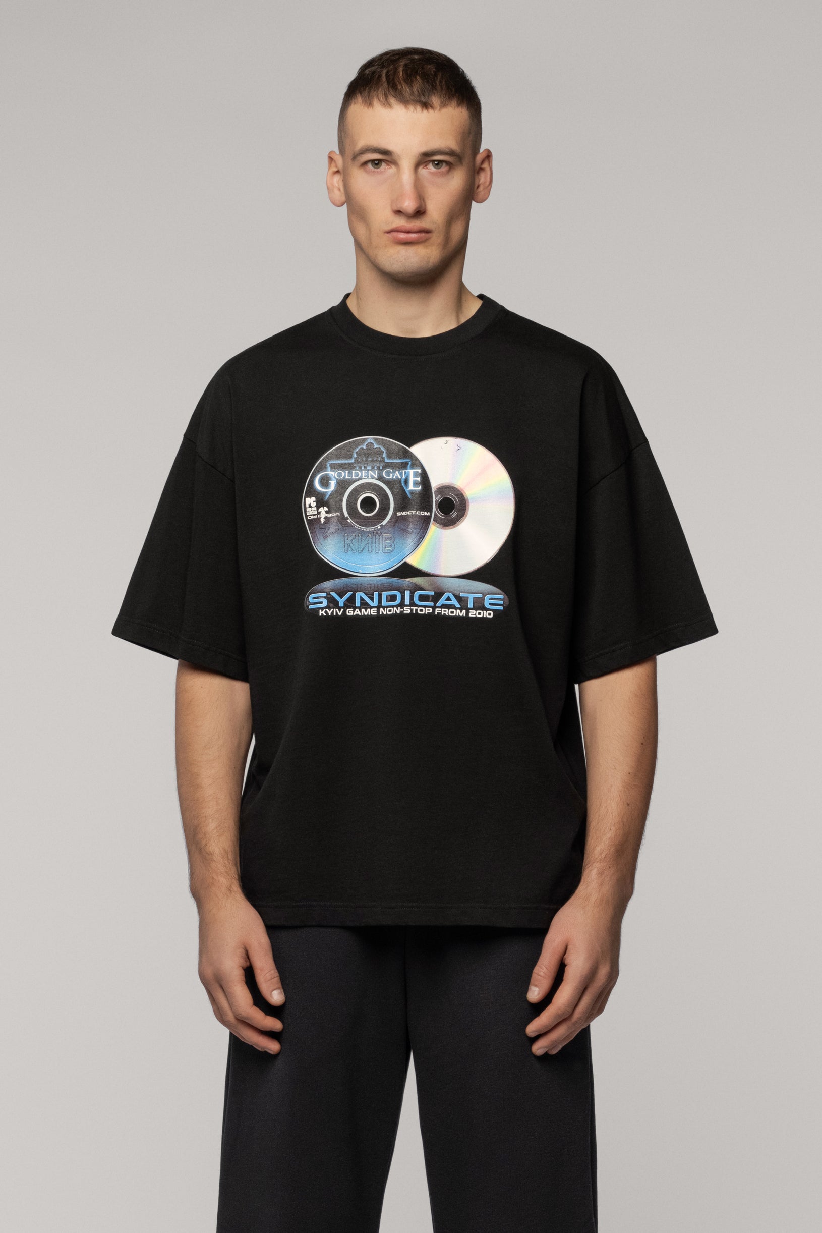 SNDCT x Old Dragon Чорна Оверсайз Футболка Simulation