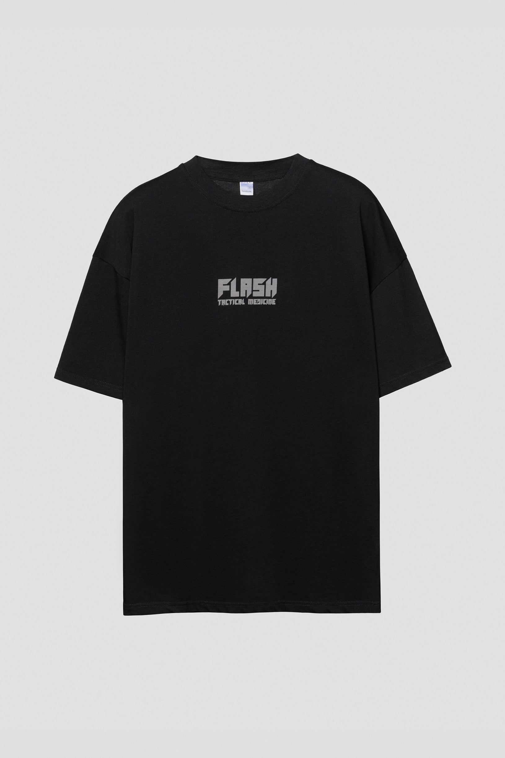 Унісекс футболка oversize чорна з графікою медиків FLASH