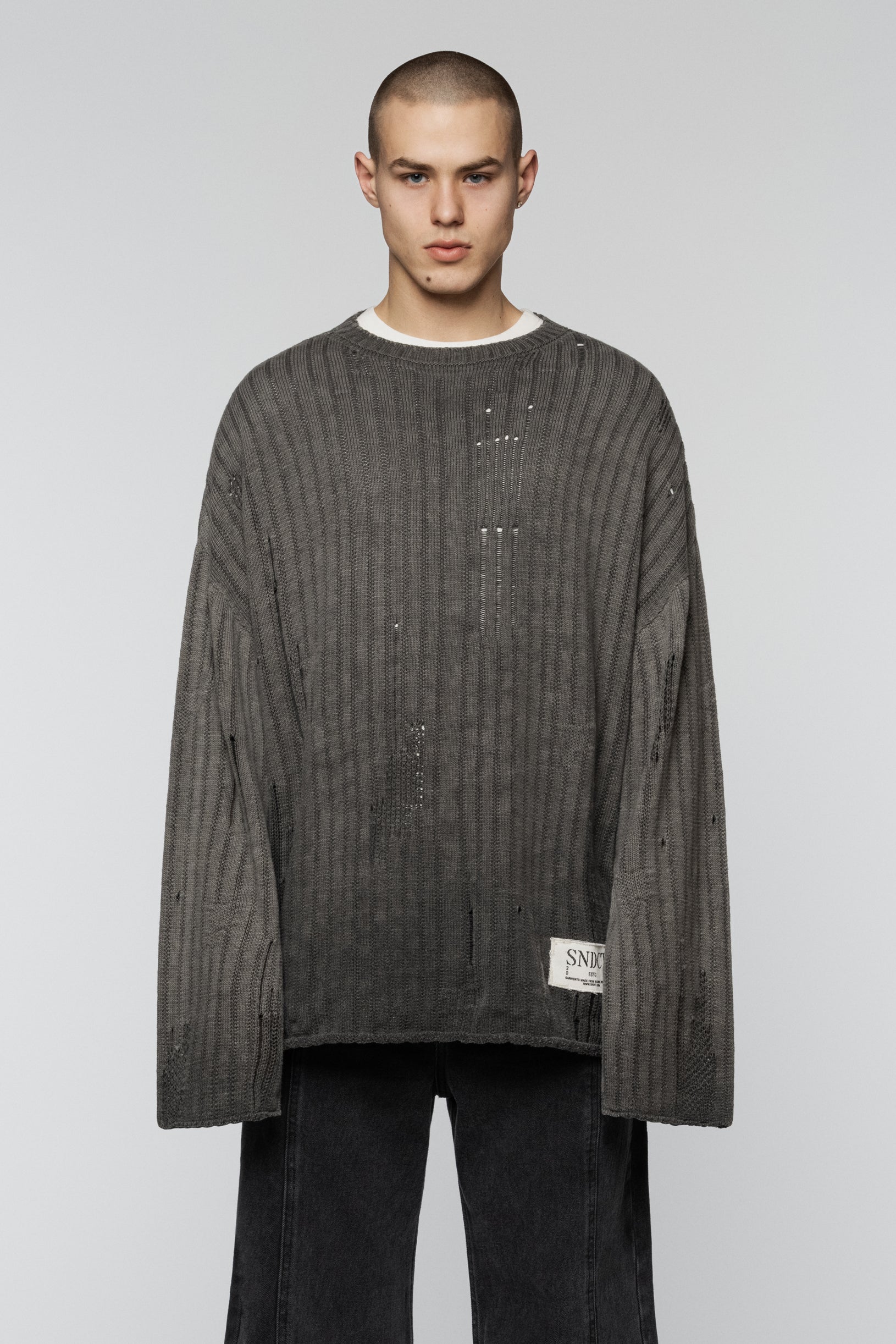 Dyed Loose Knit Sweater Gray