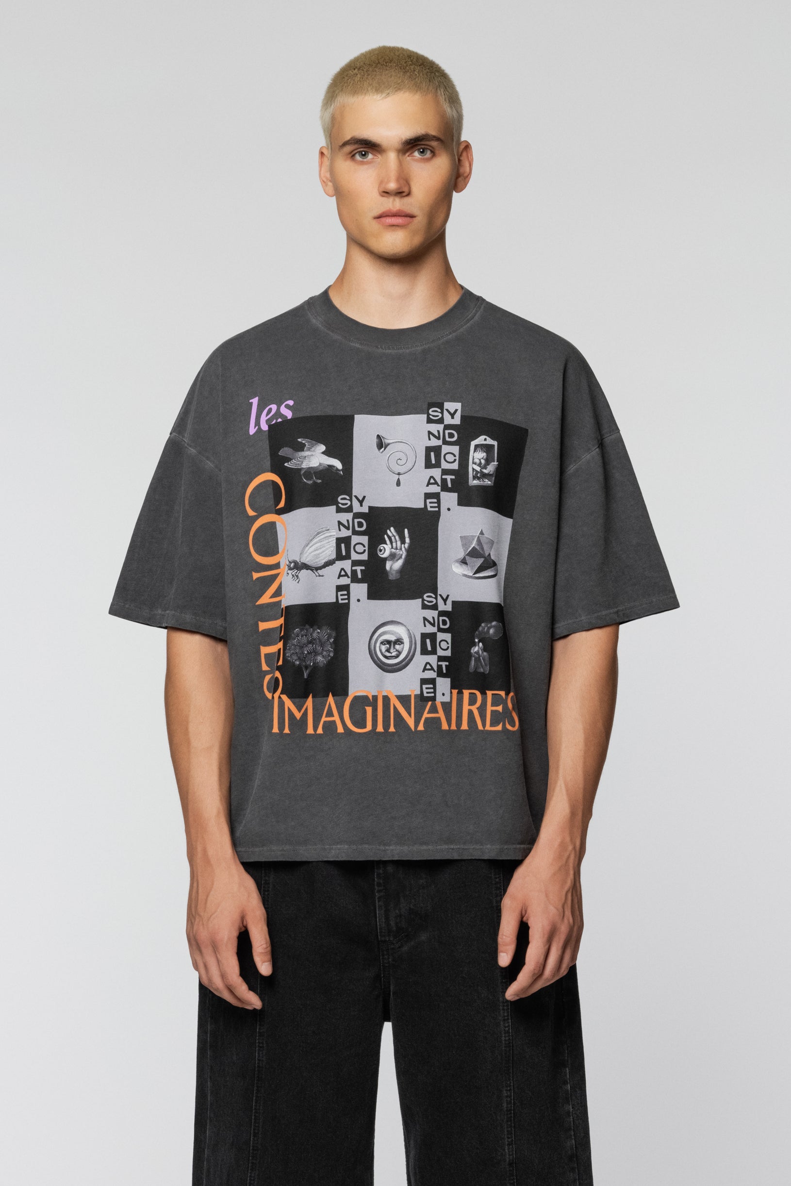 Футболка сіра Chess Board з графічним принтом WAONE