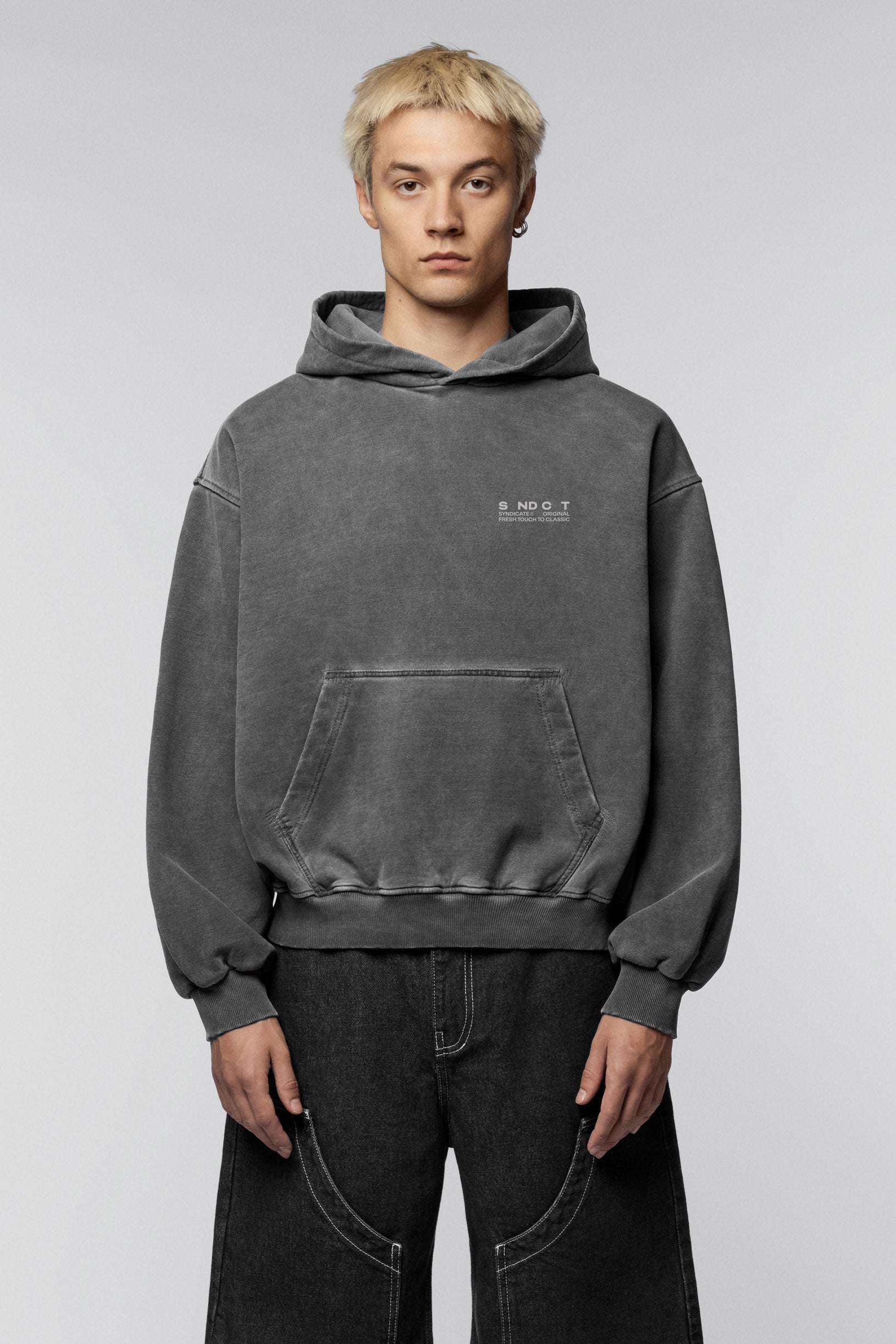 Faded effect Hoodie Grey