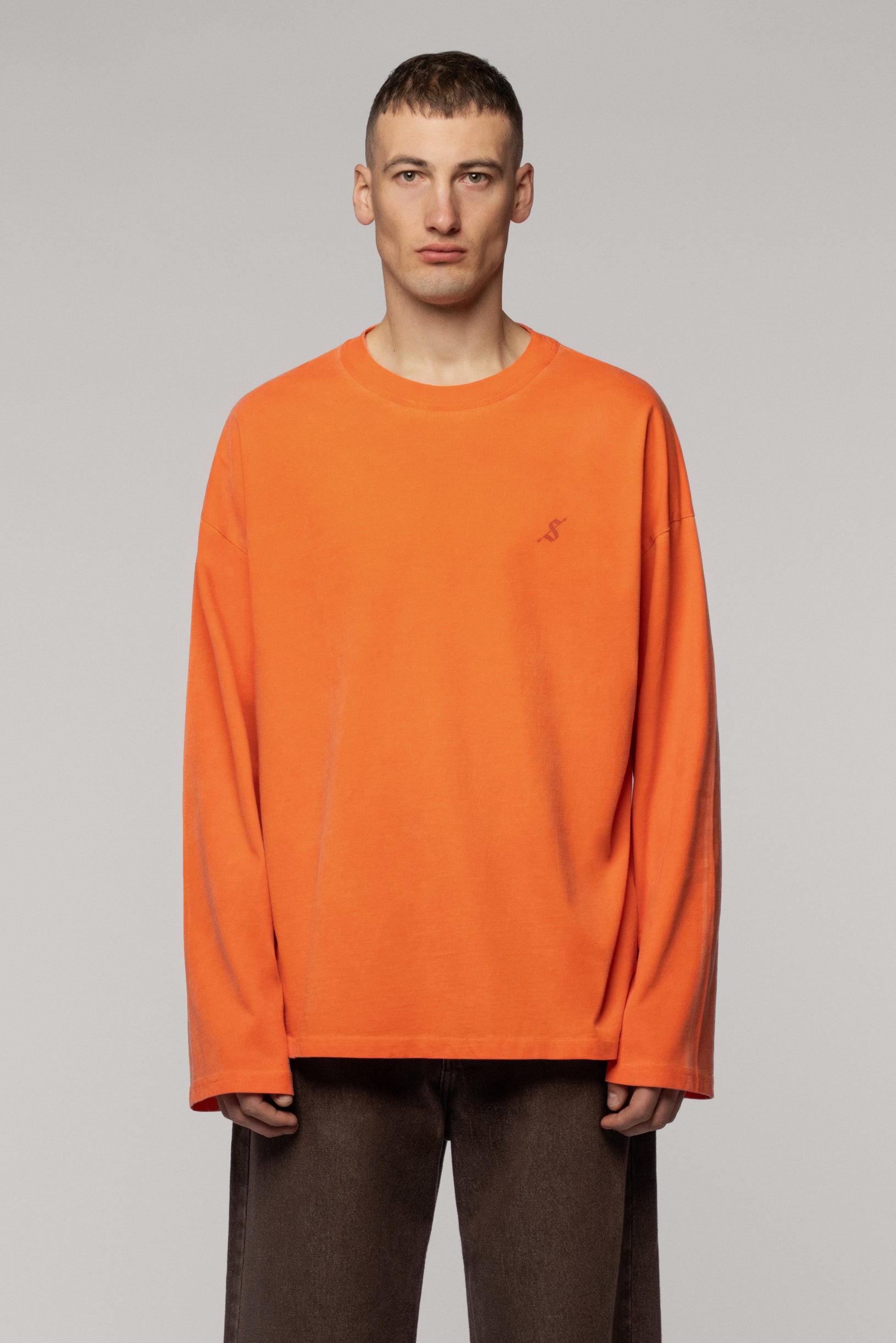 Лонгслів Фарбований з Логотипом Arrow Помаранчевий