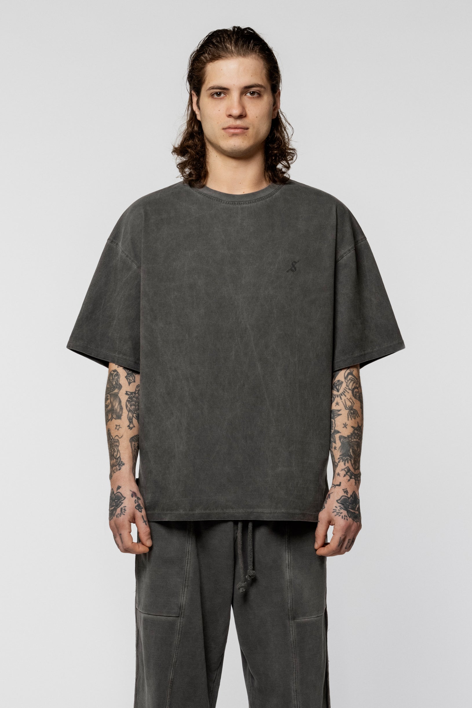 Футболка oversize faded gray з бавовни