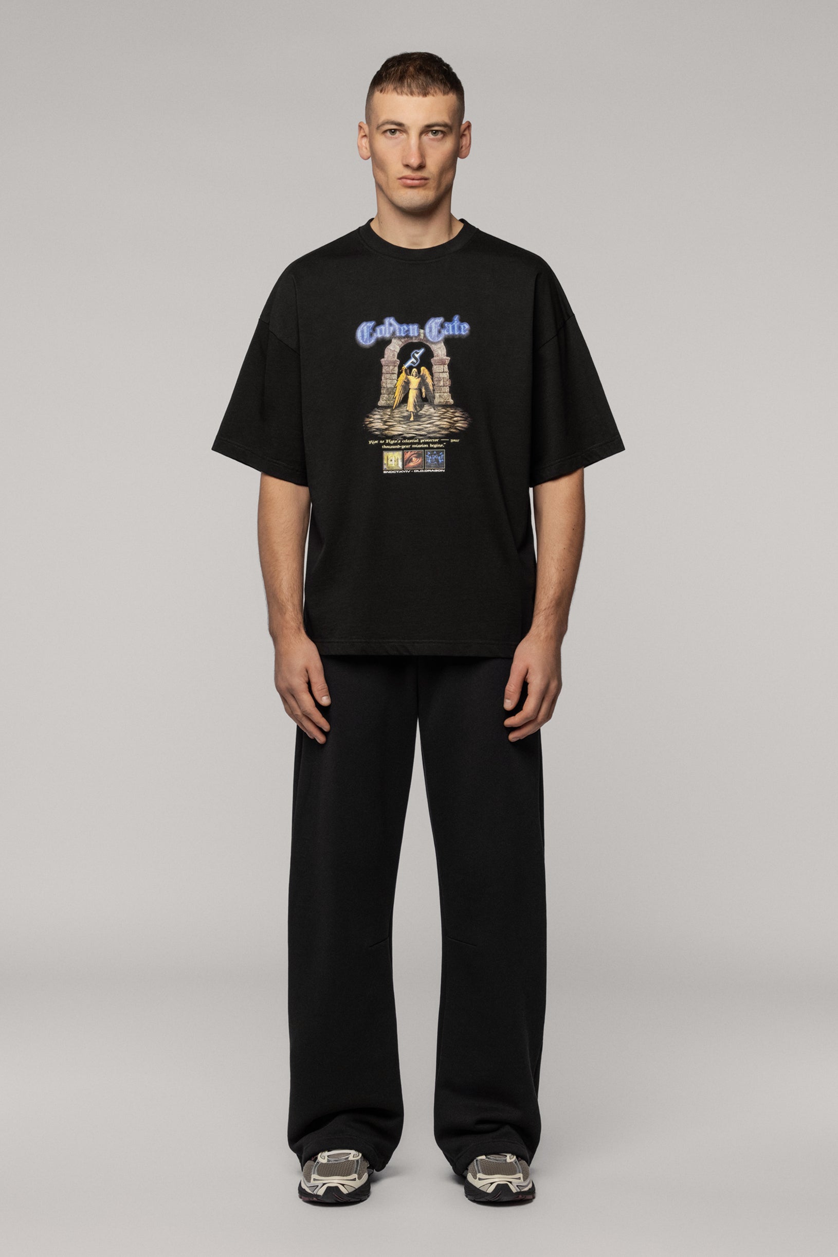 SNDCT x Old Dragon Чорна Оверсайз Футболка Angel