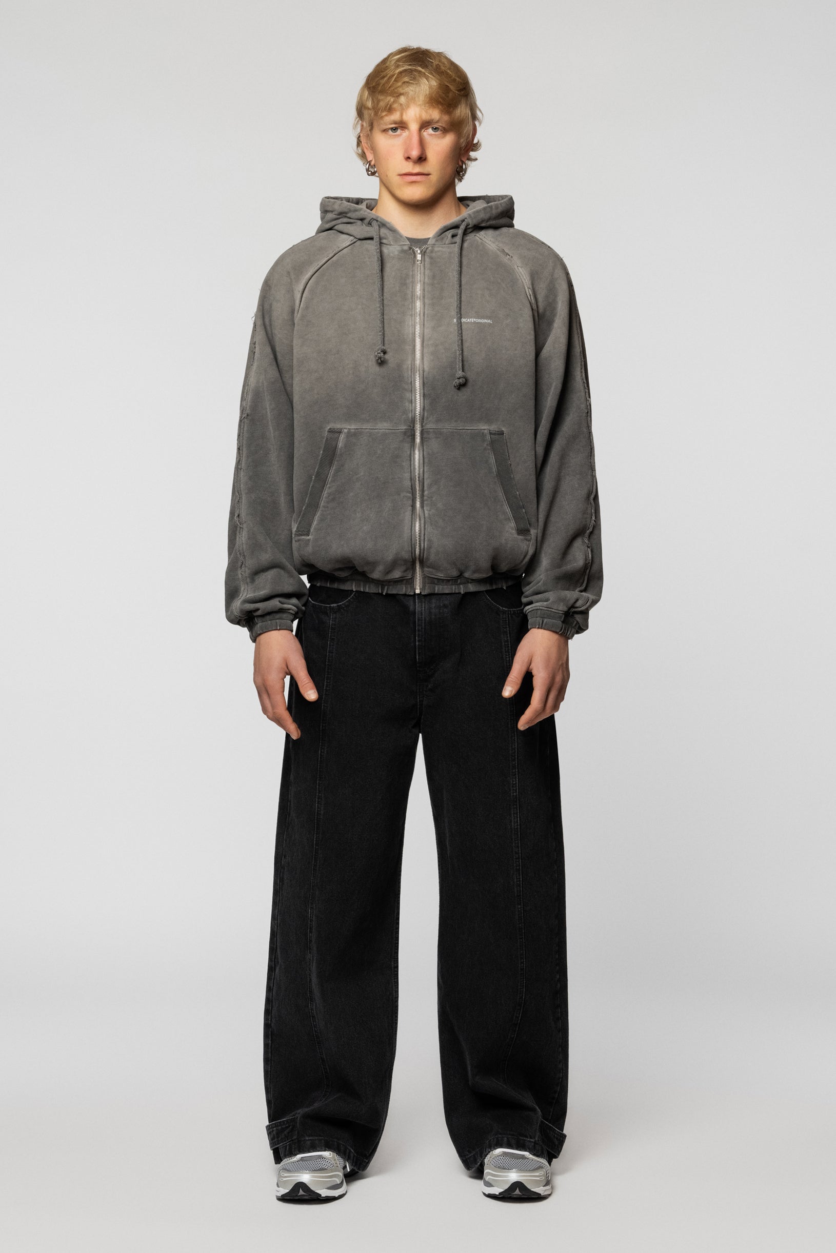 Faded Gradient Zip Hoodie Grey