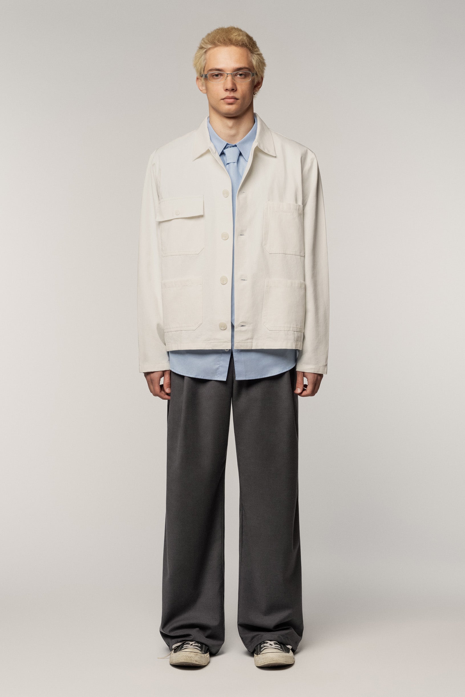 Many Pocket Cotton Jacket White