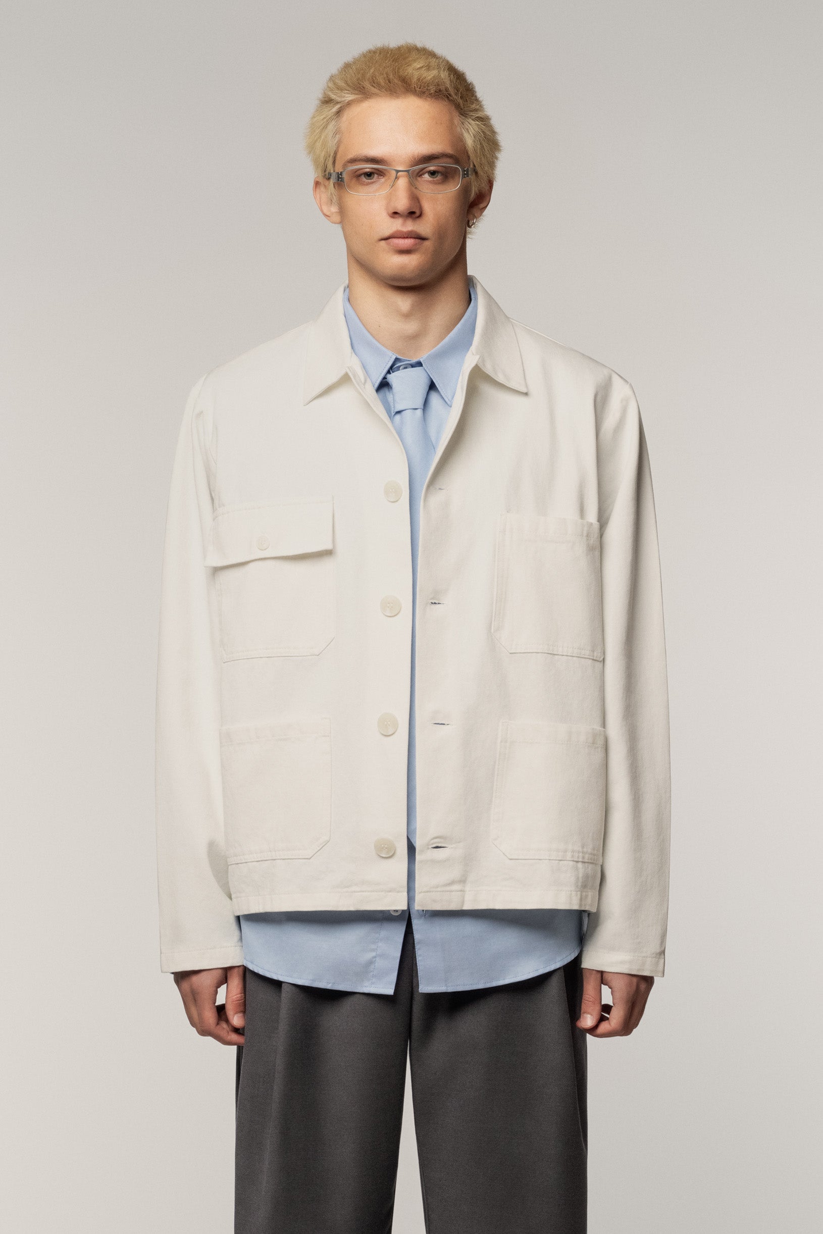 Many Pocket Cotton Jacket White