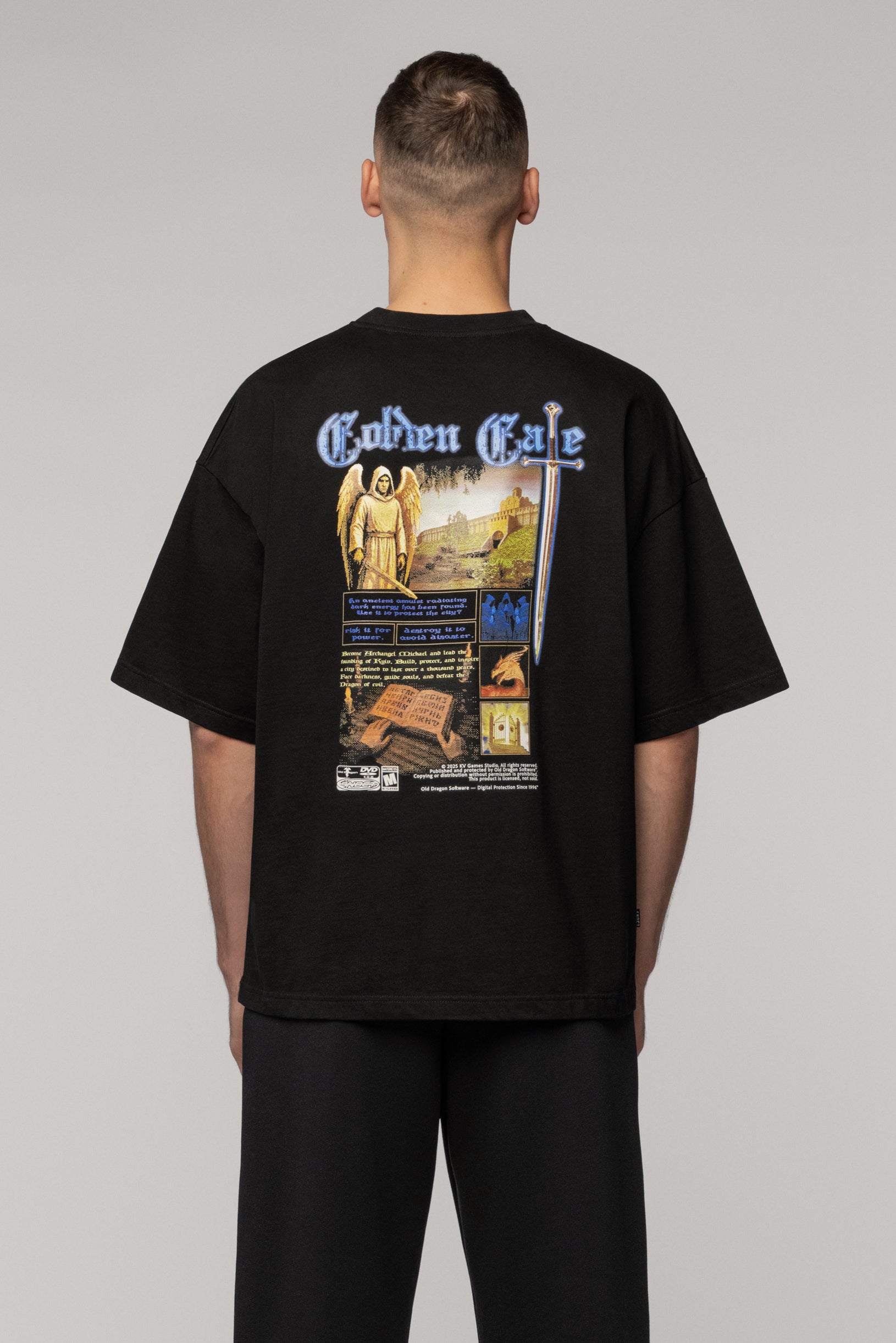 SNDCT x Old Dragon Чорна Оверсайз Футболка Angel