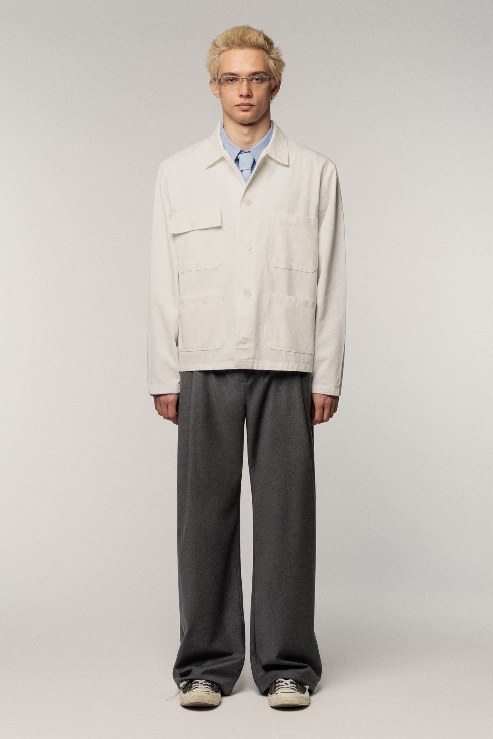 Many Pocket Cotton Jacket White