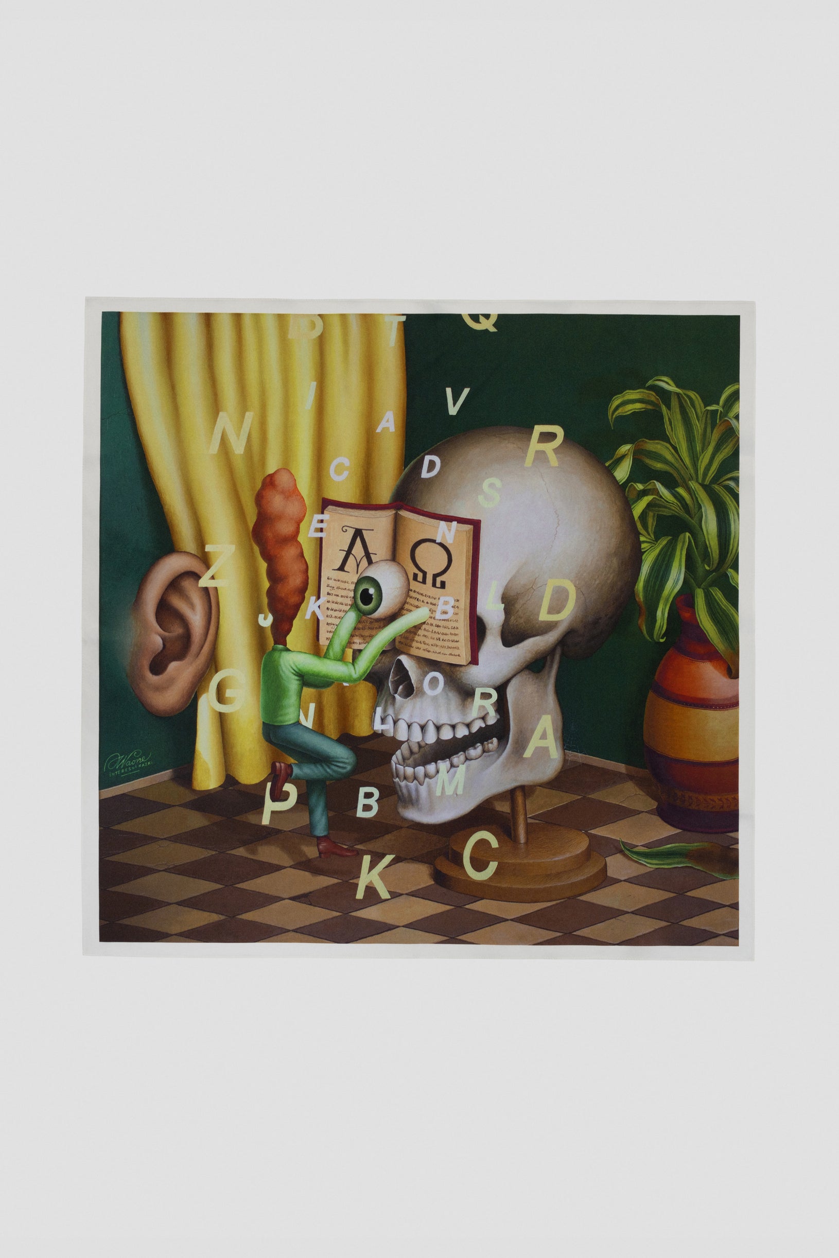 60x60 cm silk scarf from SNDCT x WAONE with an original print