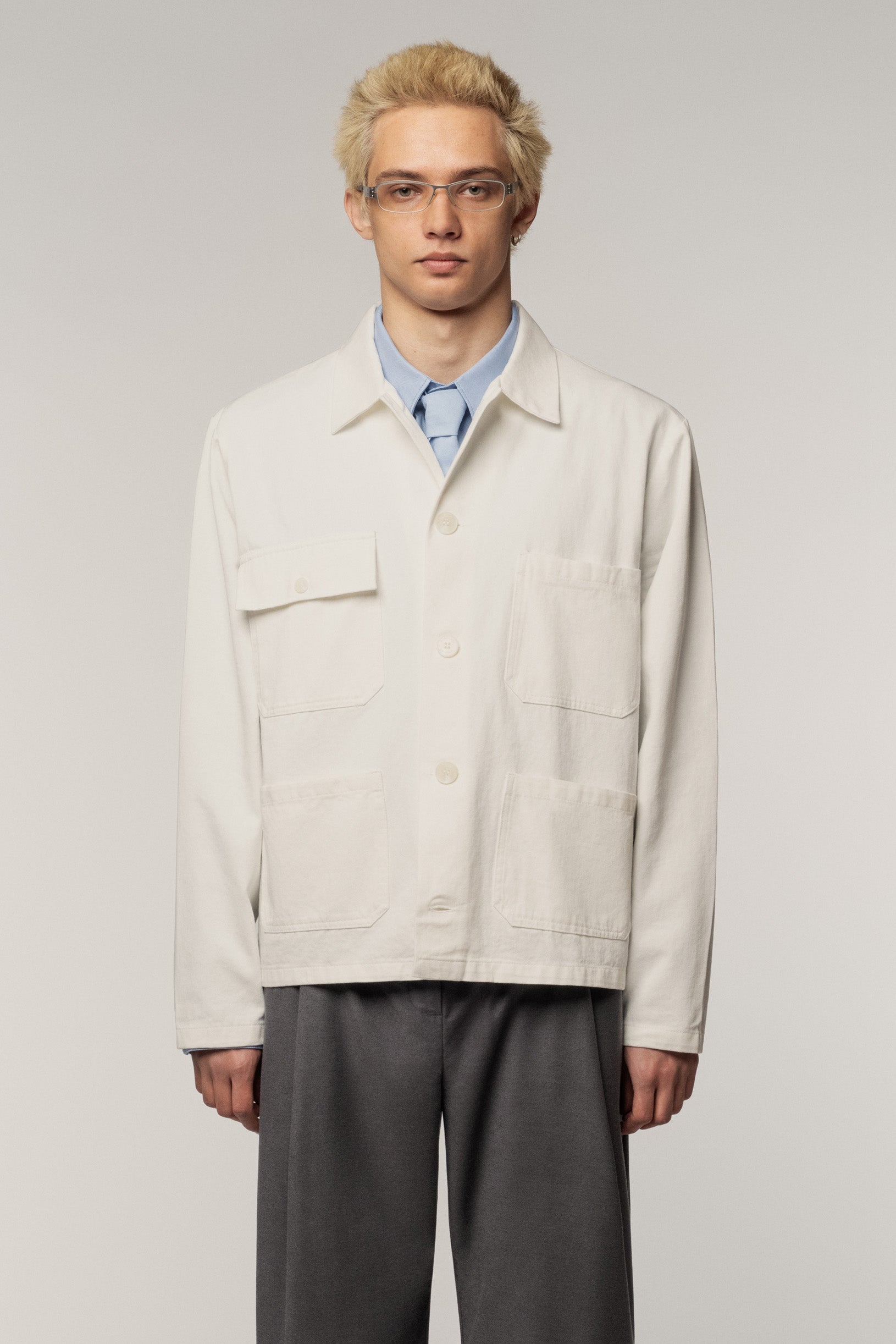 Many Pocket Cotton Jacket White