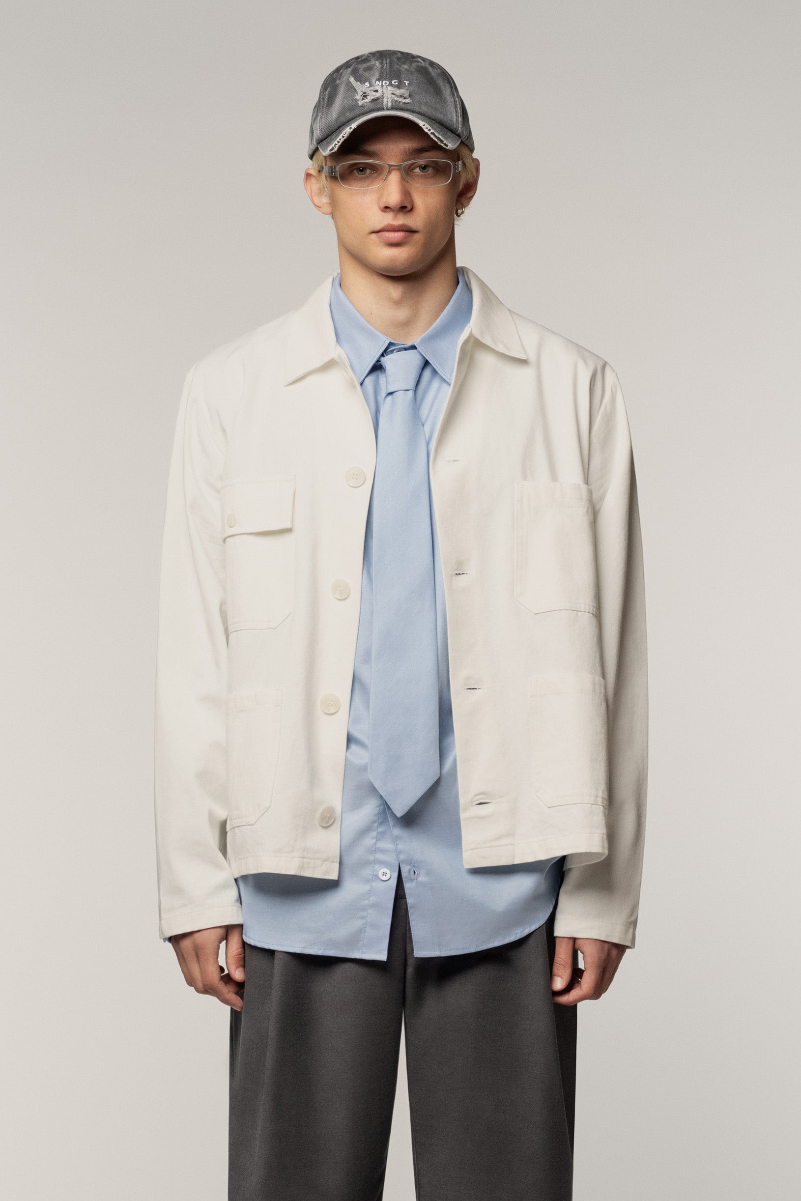 Many Pocket Cotton Jacket White