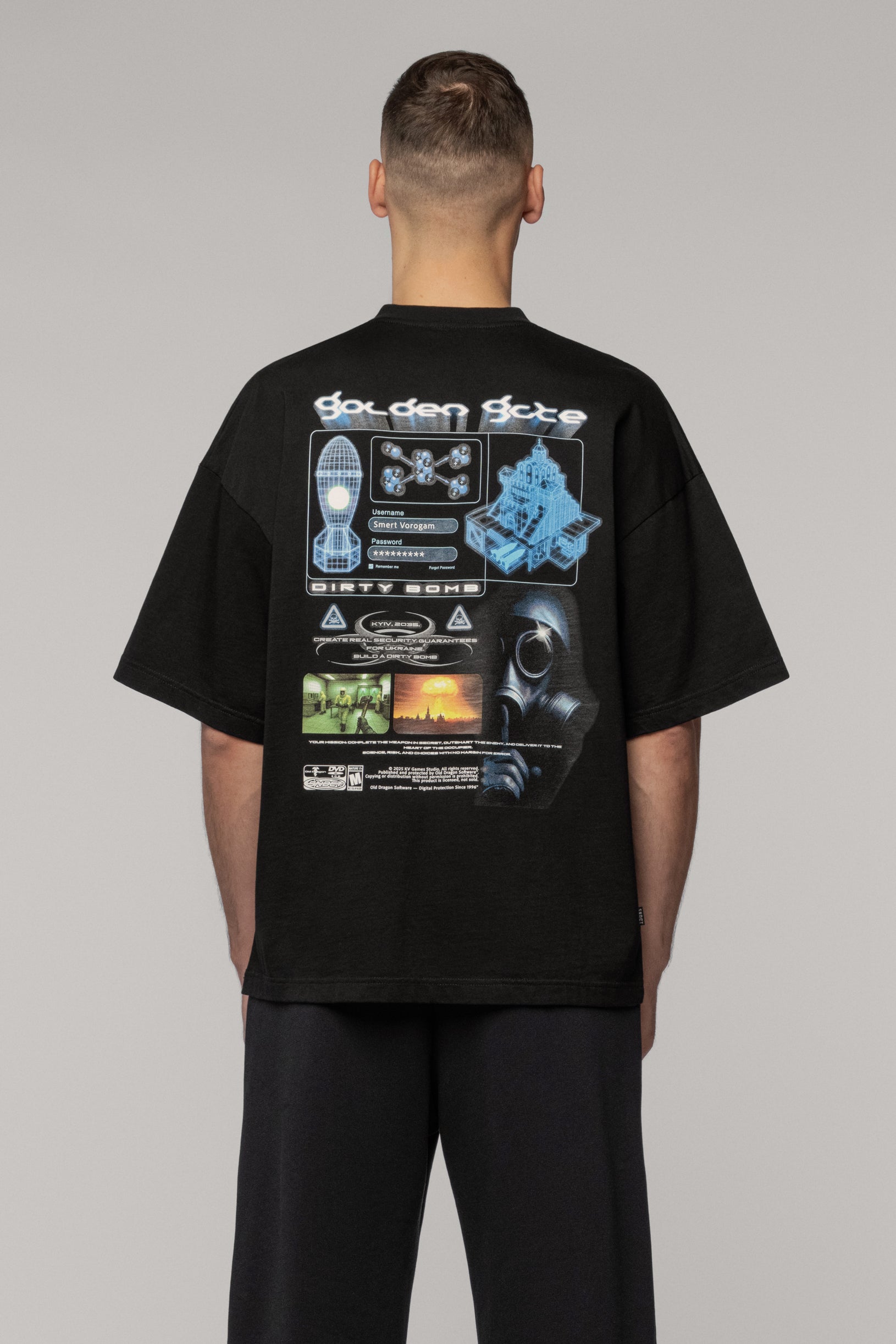 SNDCT x Old Dragon Чорна Оверсайз Футболка Nuke