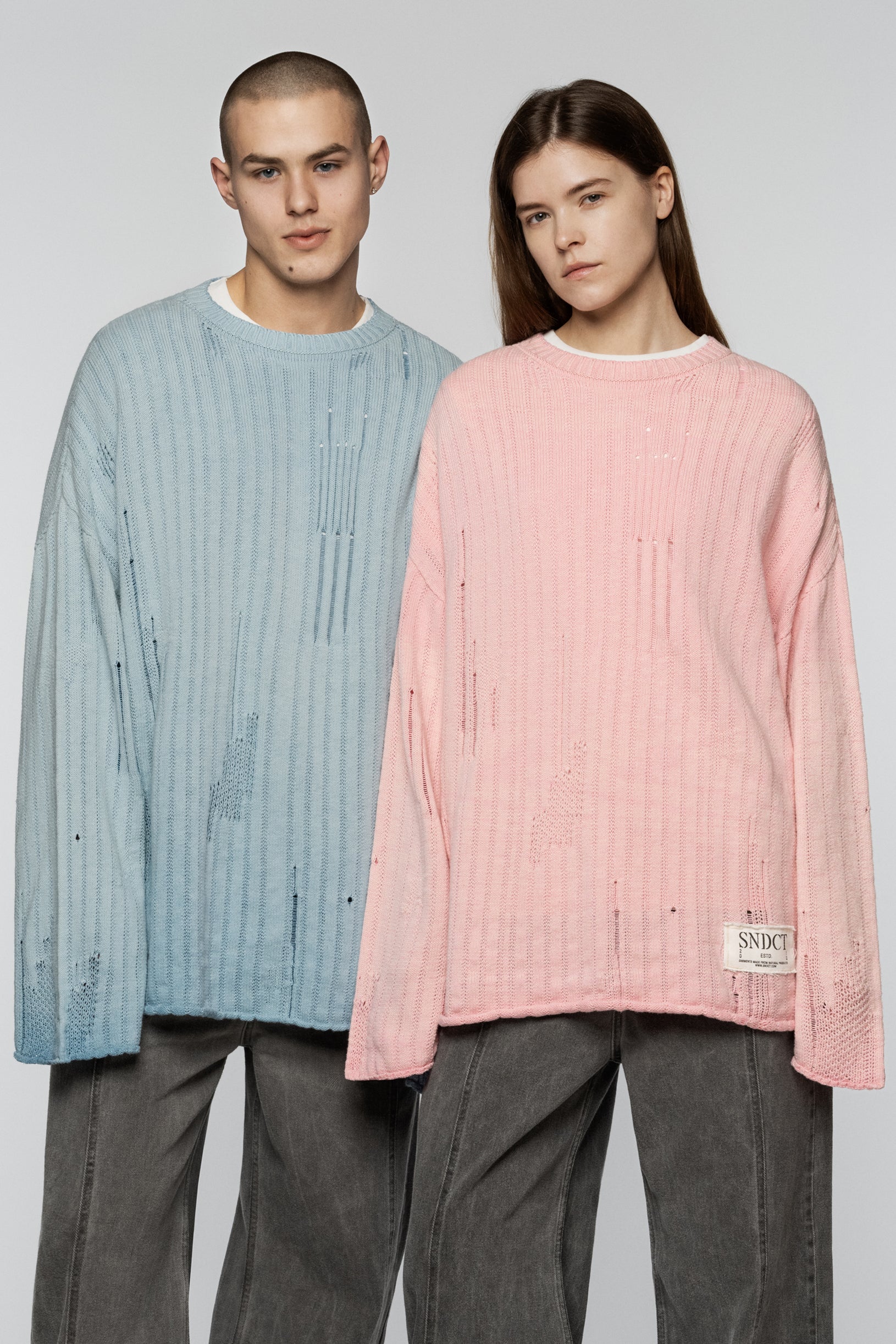 Dyed Loose Knit Sweater Blue