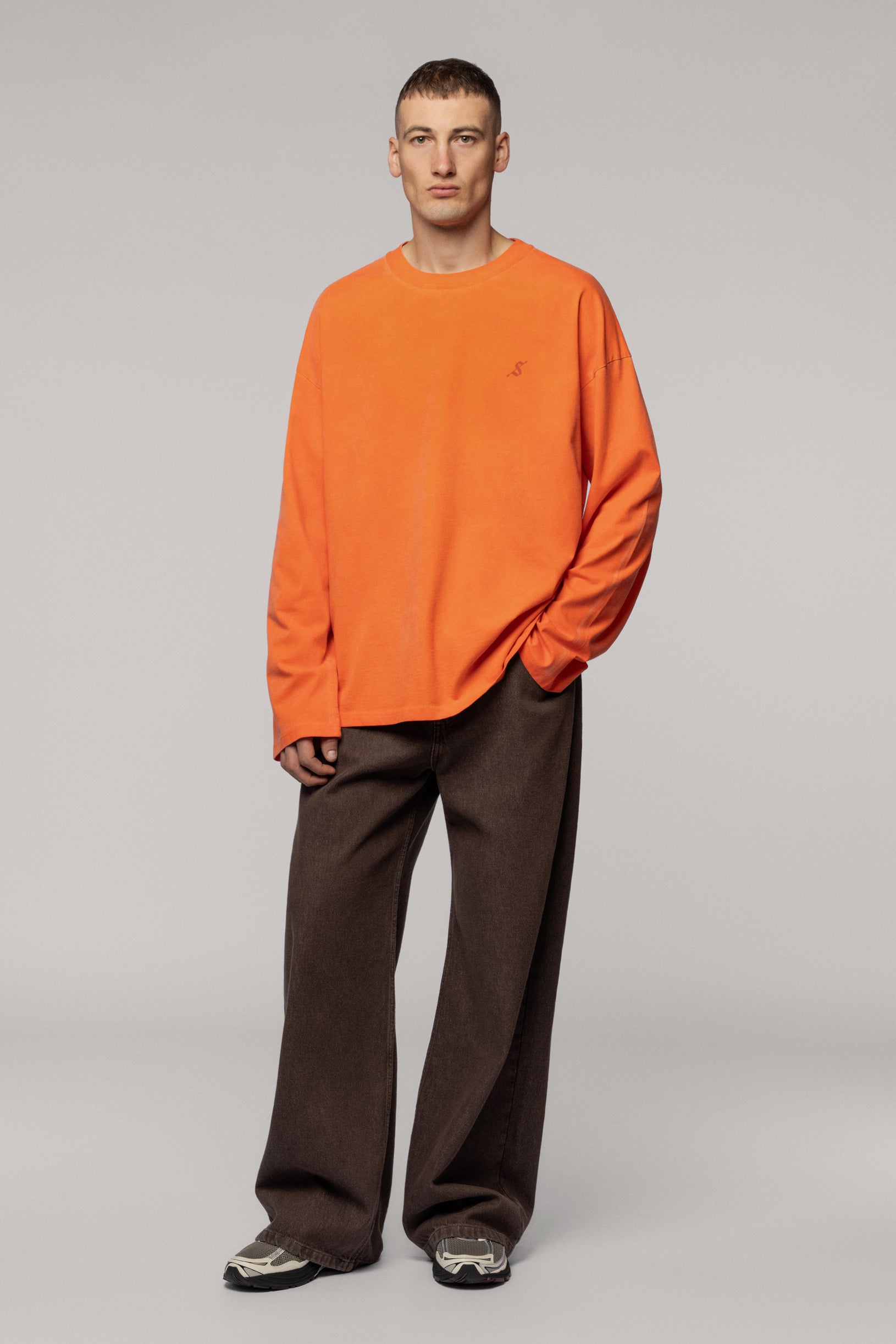 Лонгслів Фарбований з Логотипом Arrow Помаранчевий