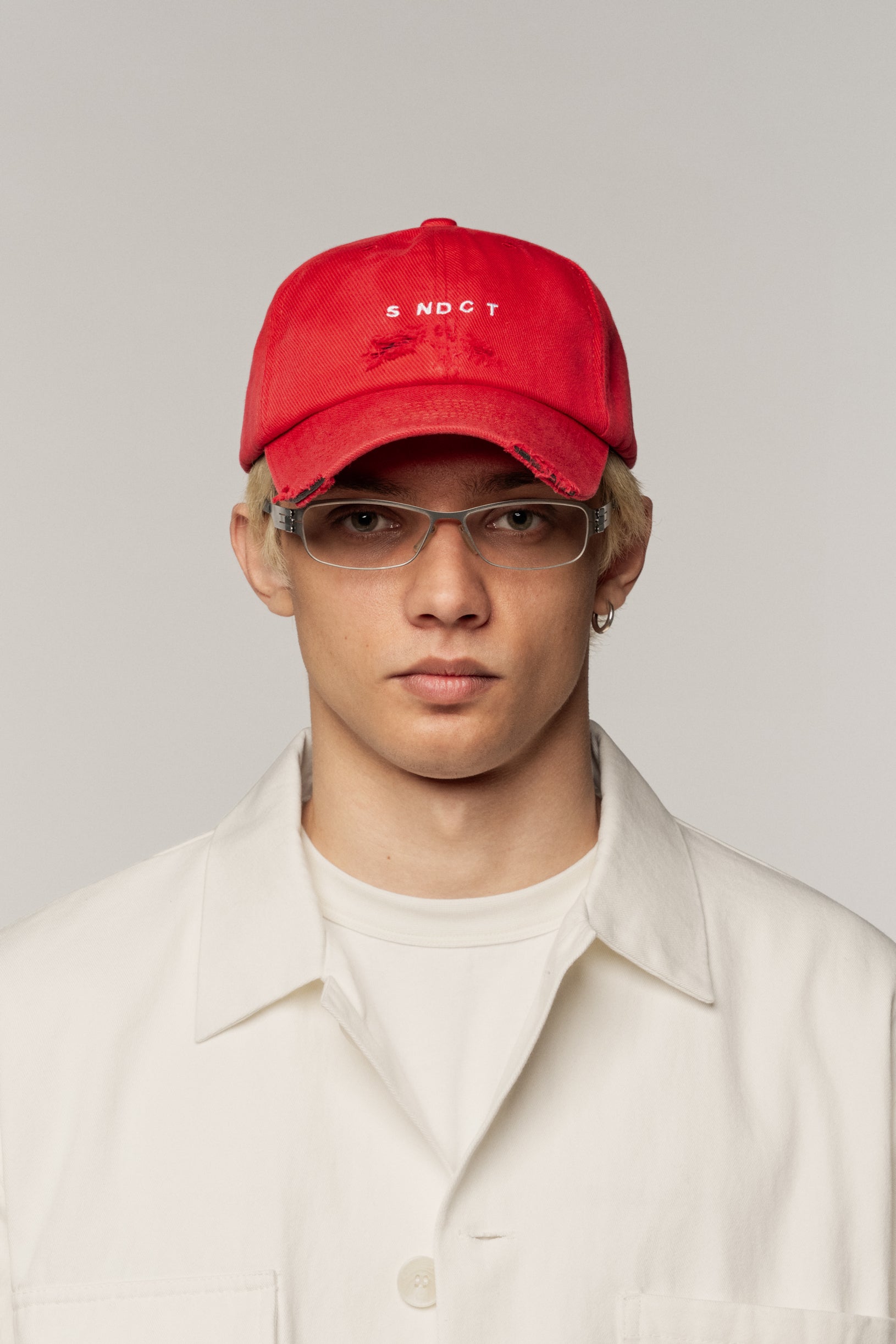 Distressed Baseball Cap Red