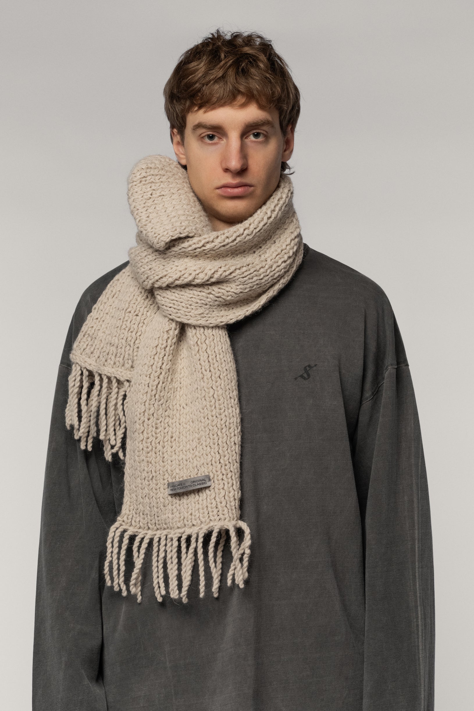 Buy Hand Knitted Scarf Grey | Worldwide Shipping