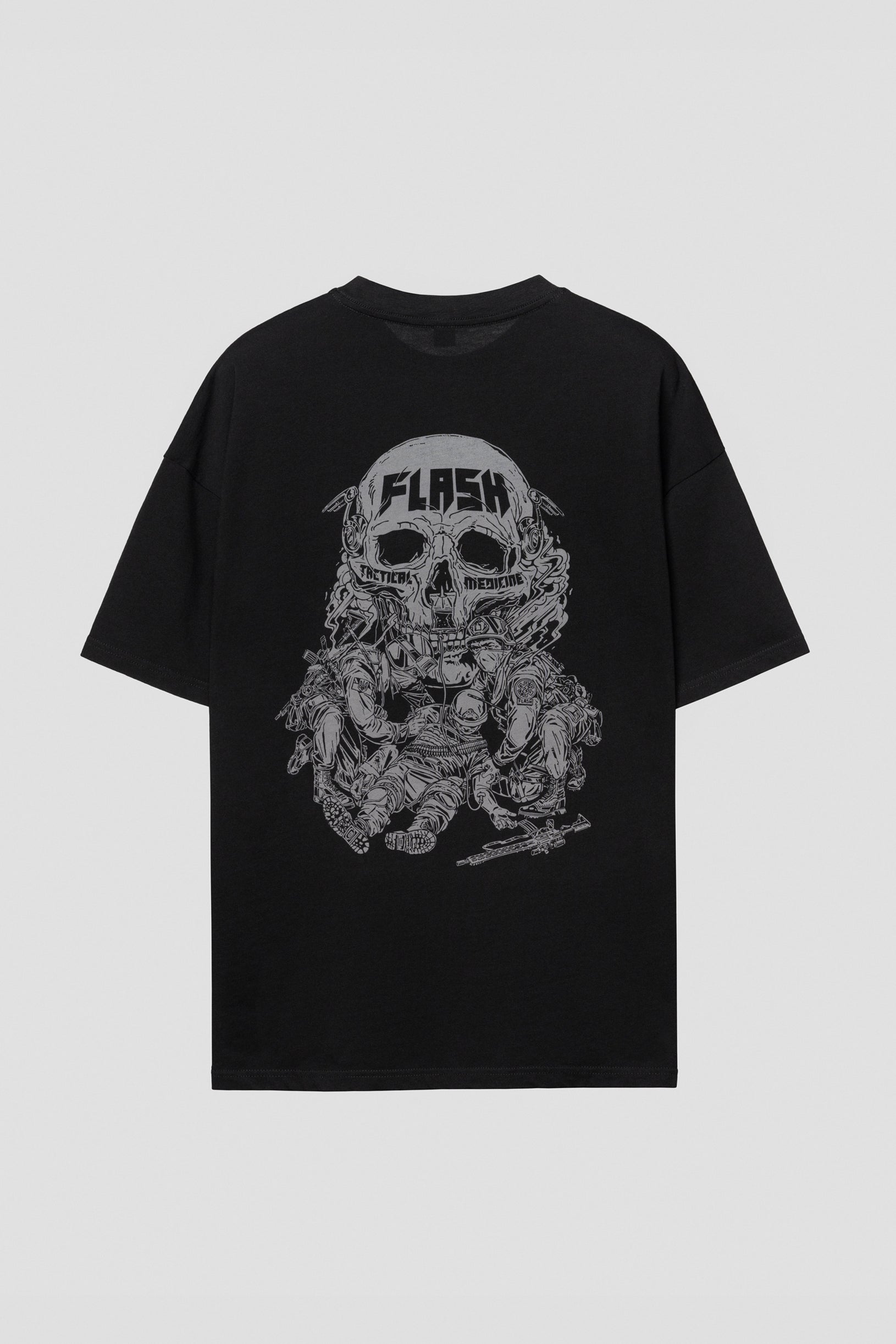 Унісекс футболка oversize чорна з графікою медиків FLASH