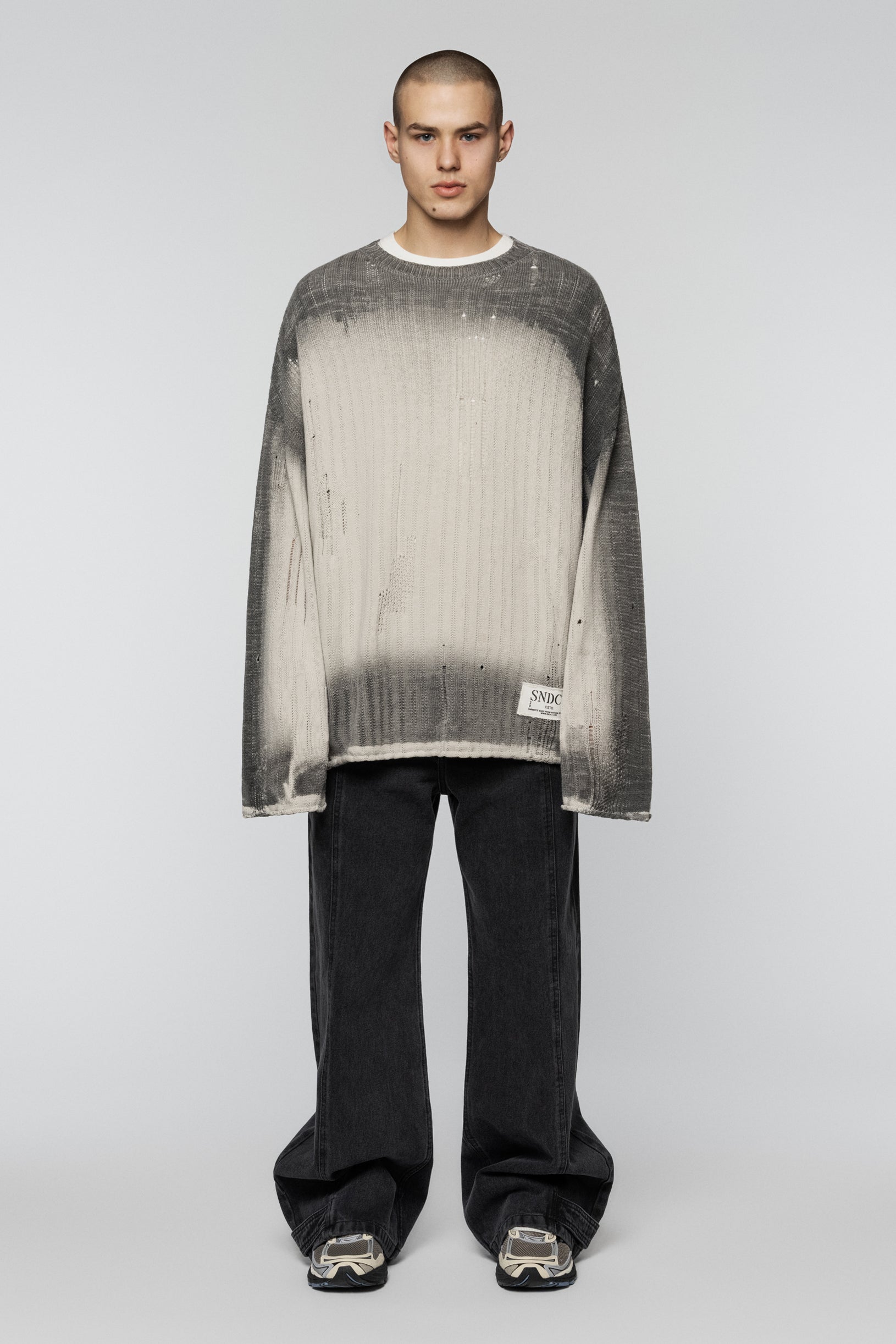 Dyed Loose Knit Sweater Ivory Gray