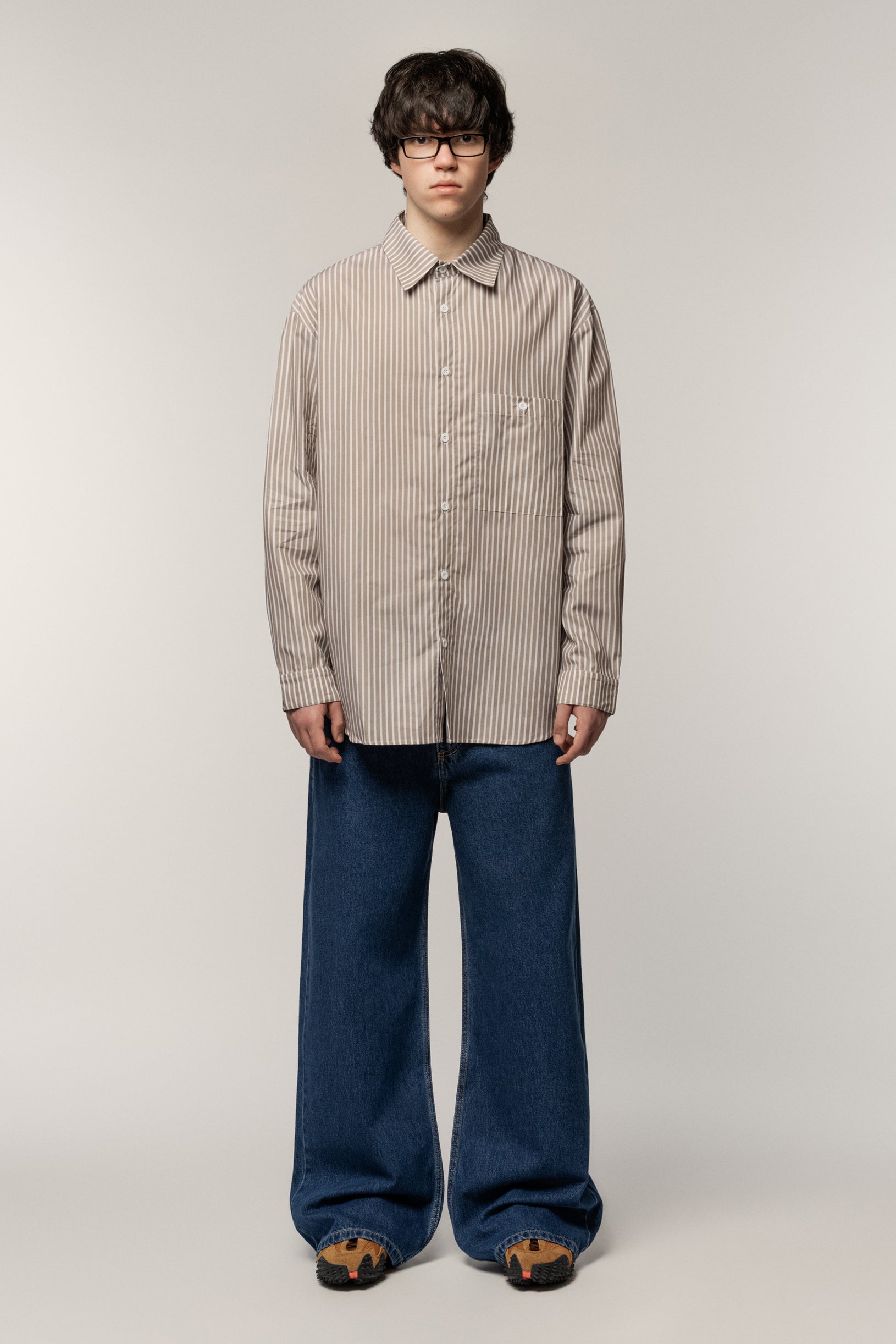 Relax Fit Shirt Pocket Beige Stripes