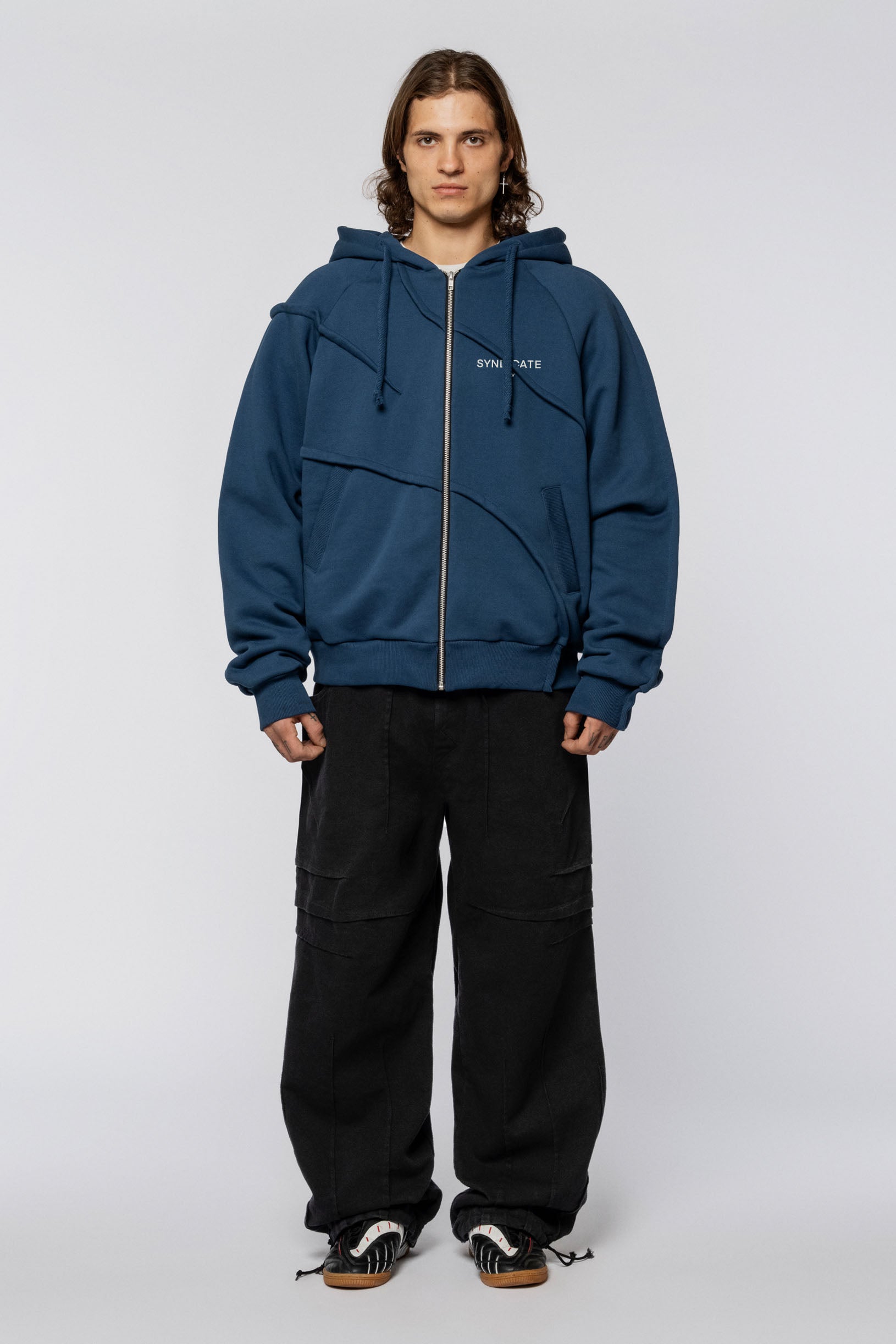 Zip Hoodie raglan Folds Navy