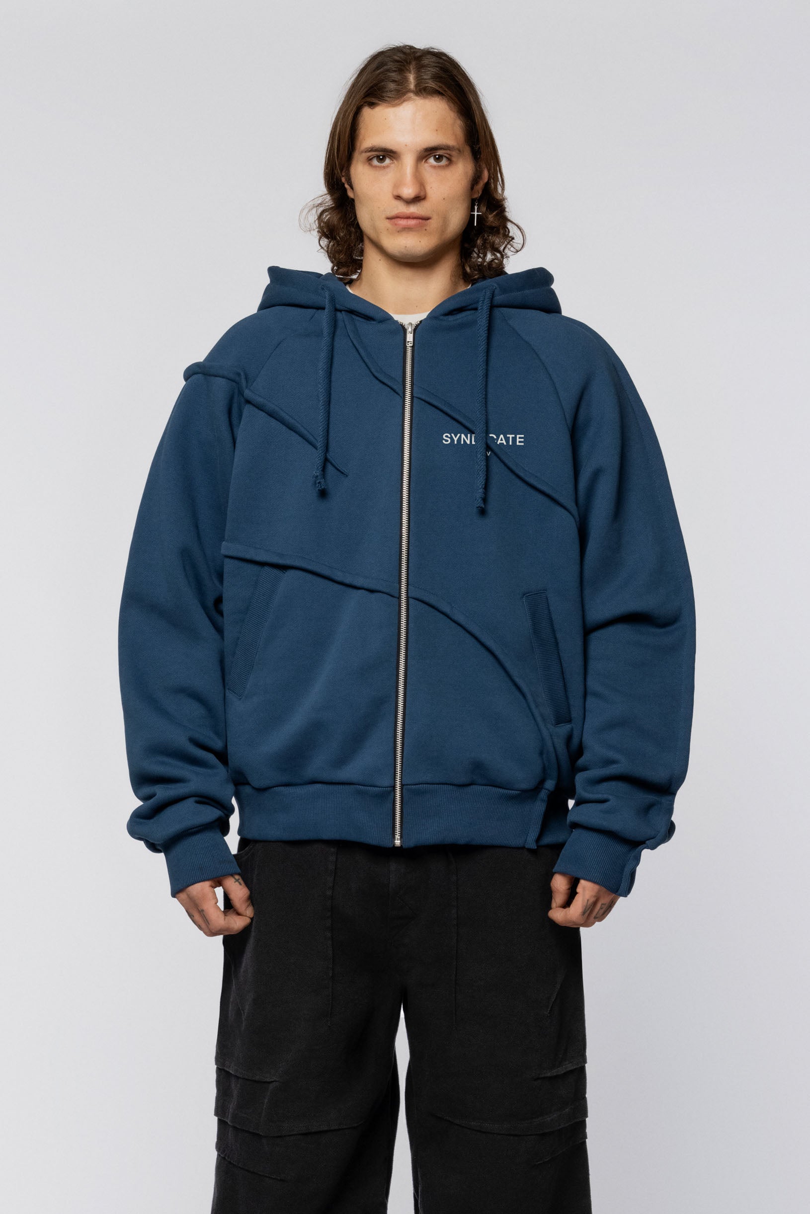 Zip Hoodie raglan Folds Navy