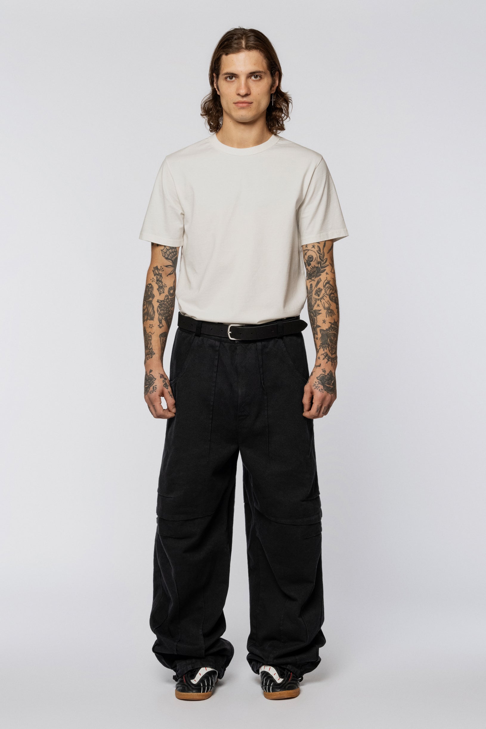 Denim Trousers Folds Black Washed