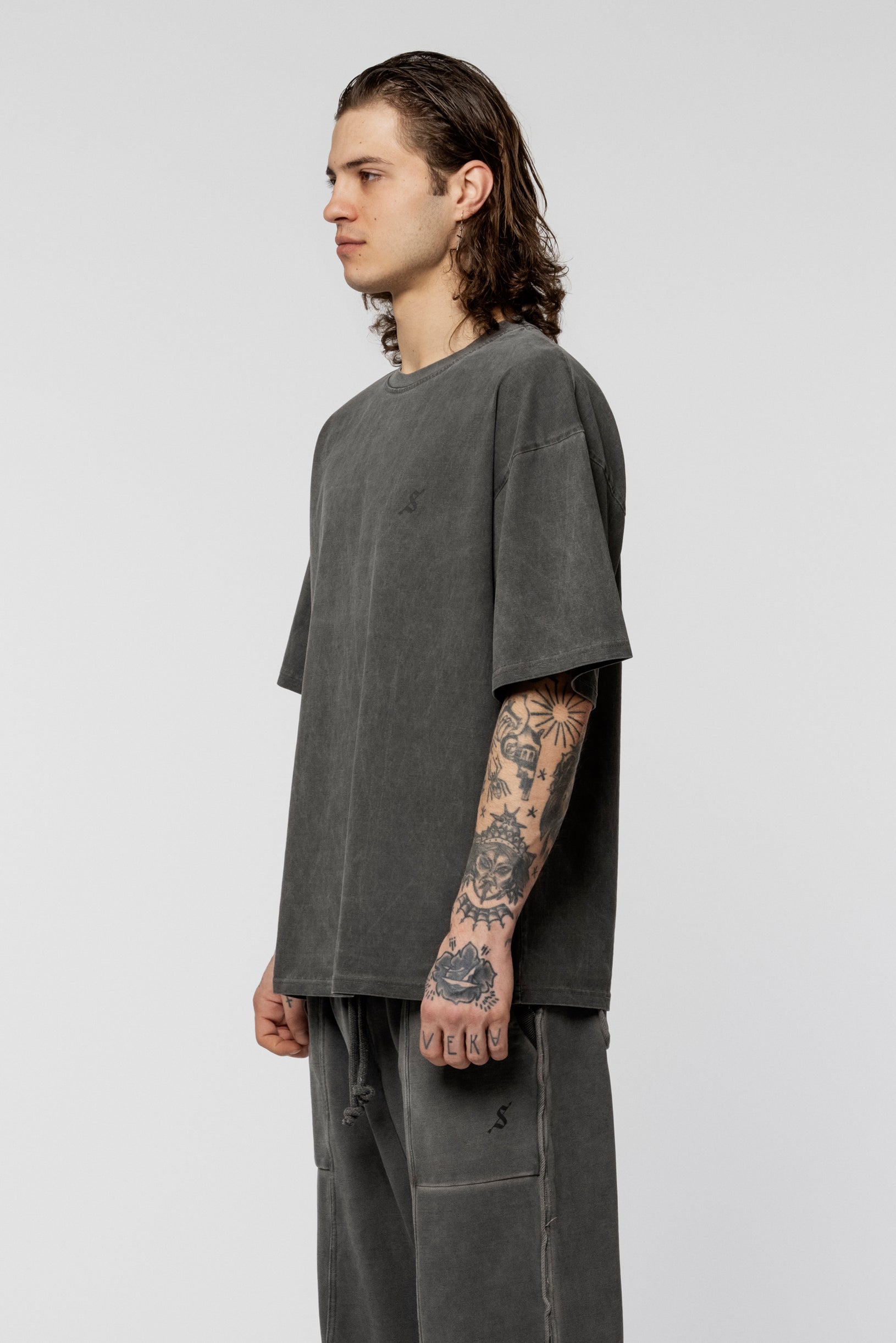 Футболка oversize faded gray з бавовни