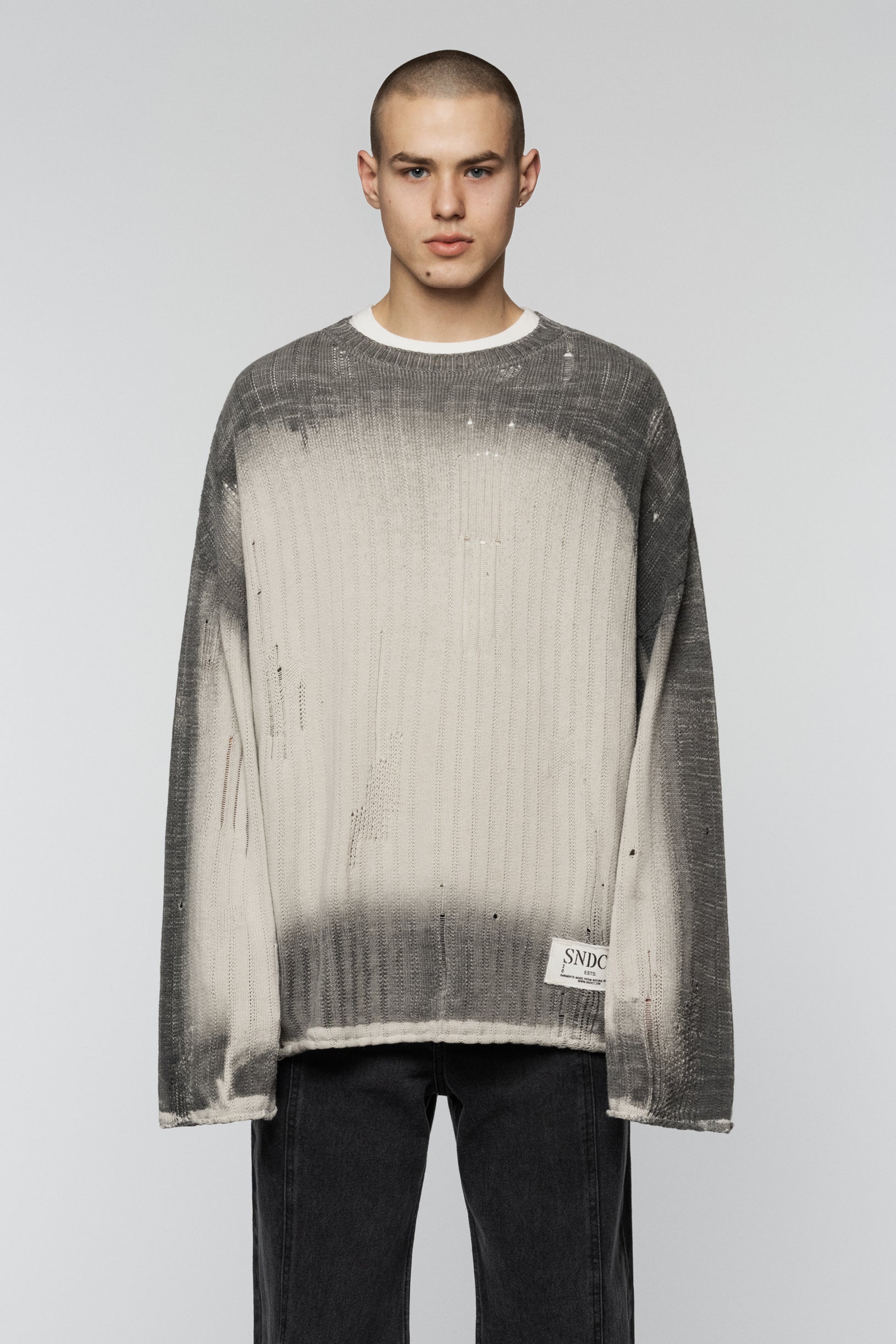 Dyed Loose Knit Sweater Ivory Gray