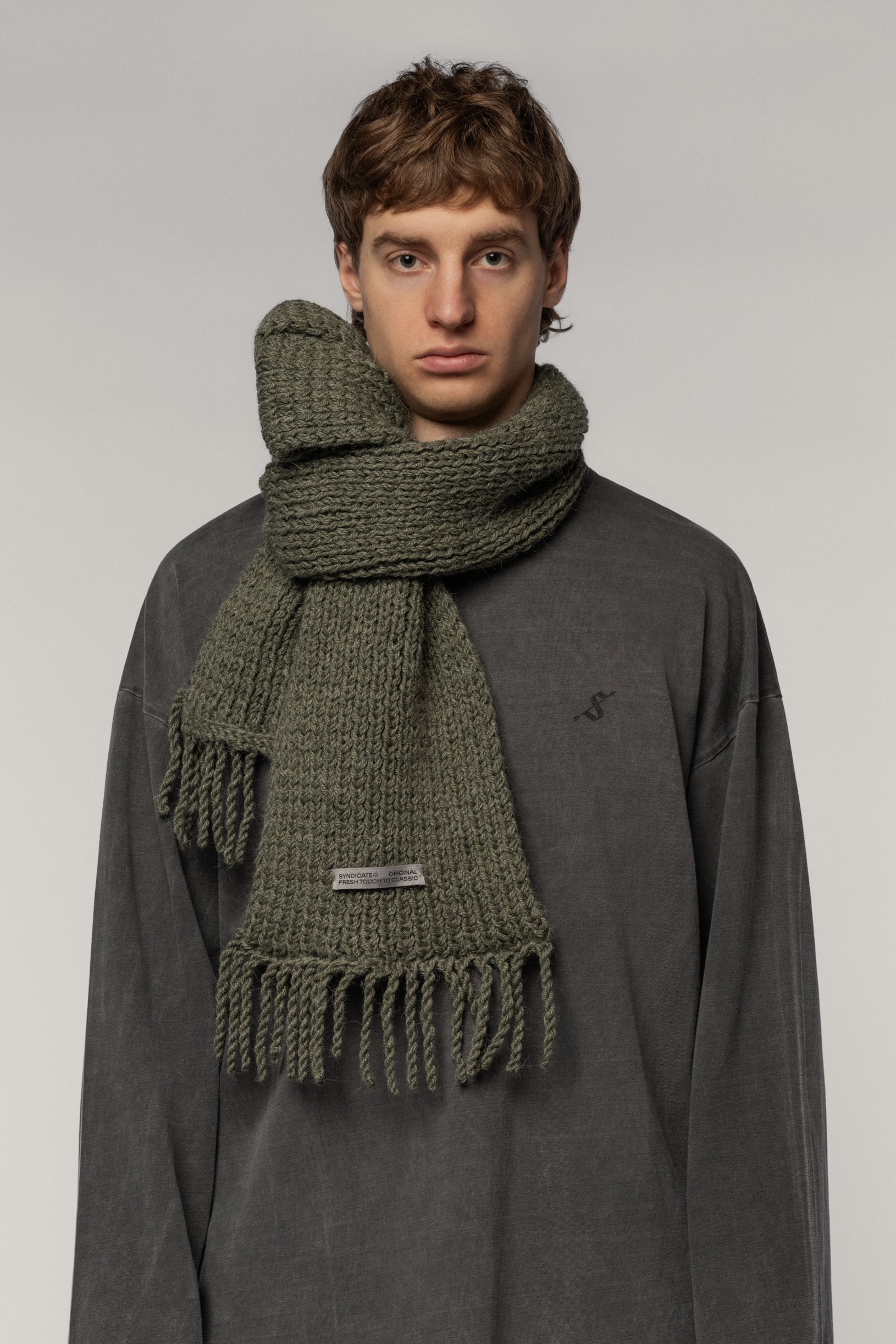 Buy Hand Knitted Scarf Grey | Worldwide Shipping
