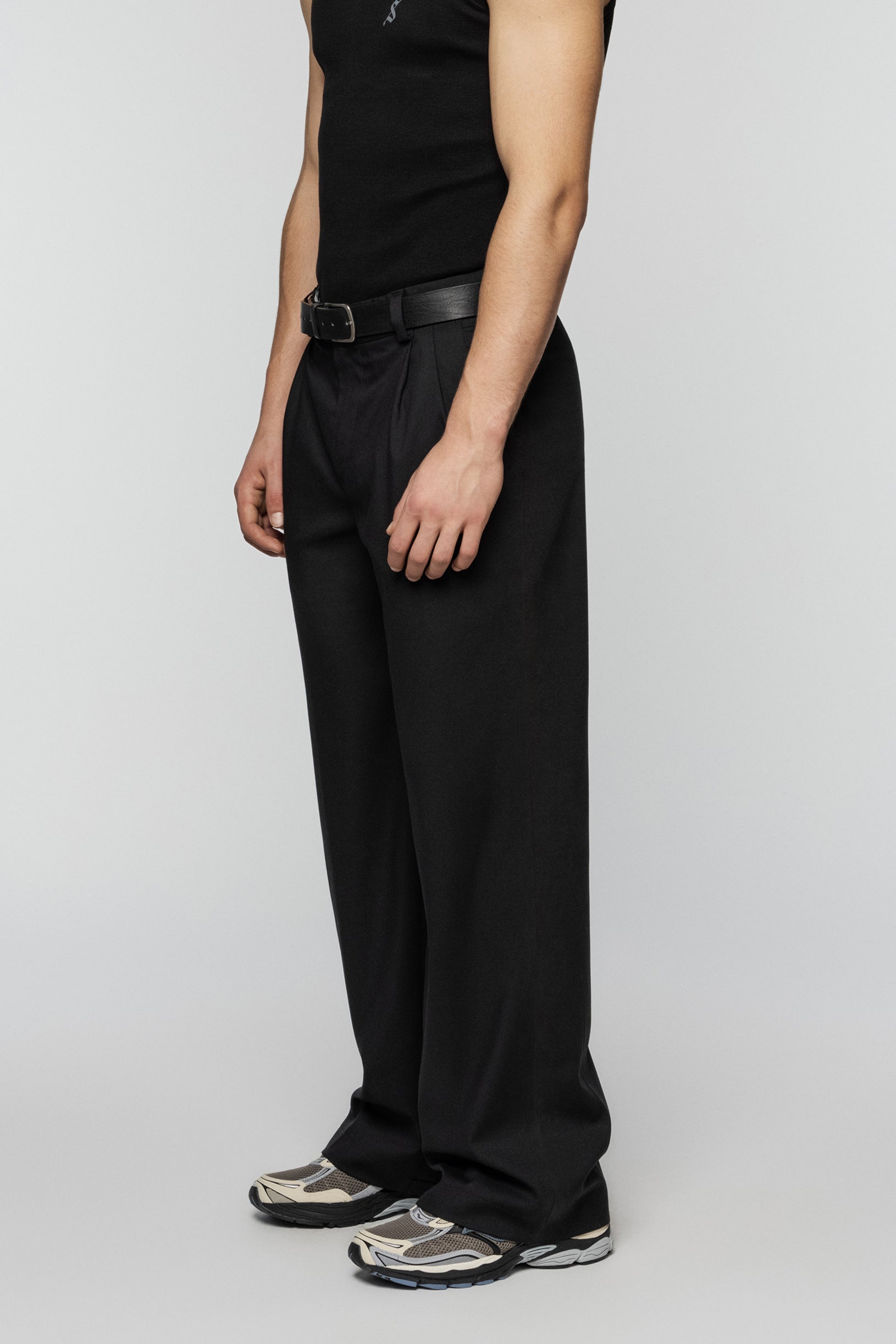 Wide Slax Trousers Black