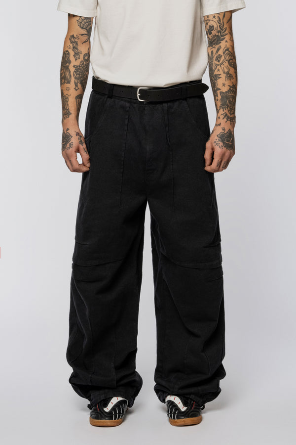 Denim Trousers Folds Black Washed