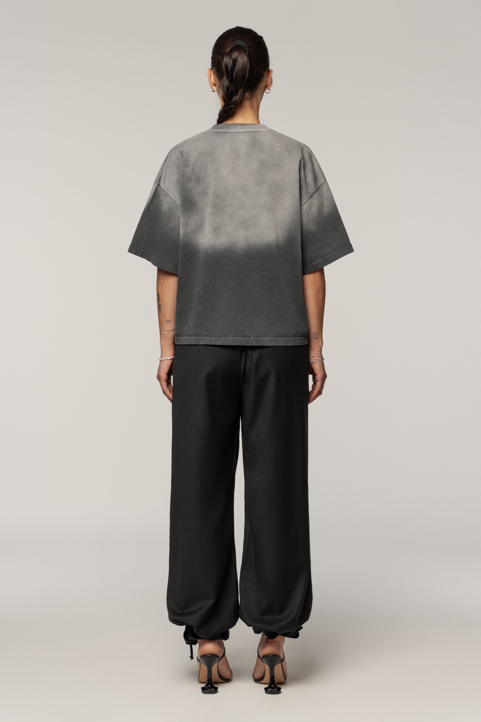 Ghost Pocket Cropped Oversize T-shirt Grey