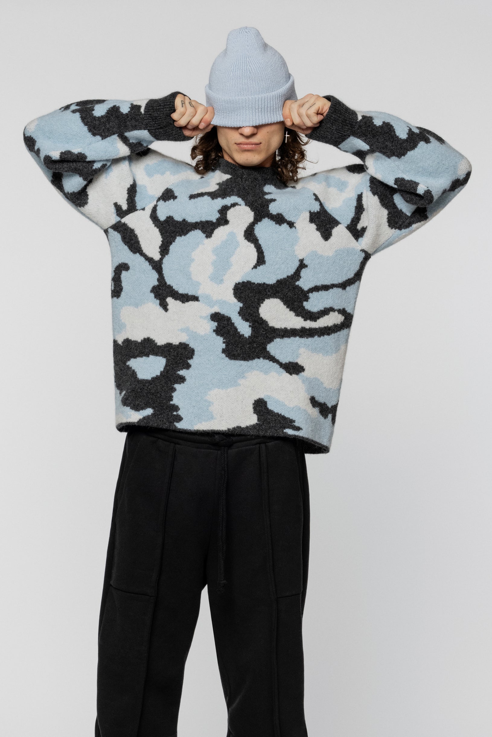 Multicolor Relaxed Sweater Black Blue