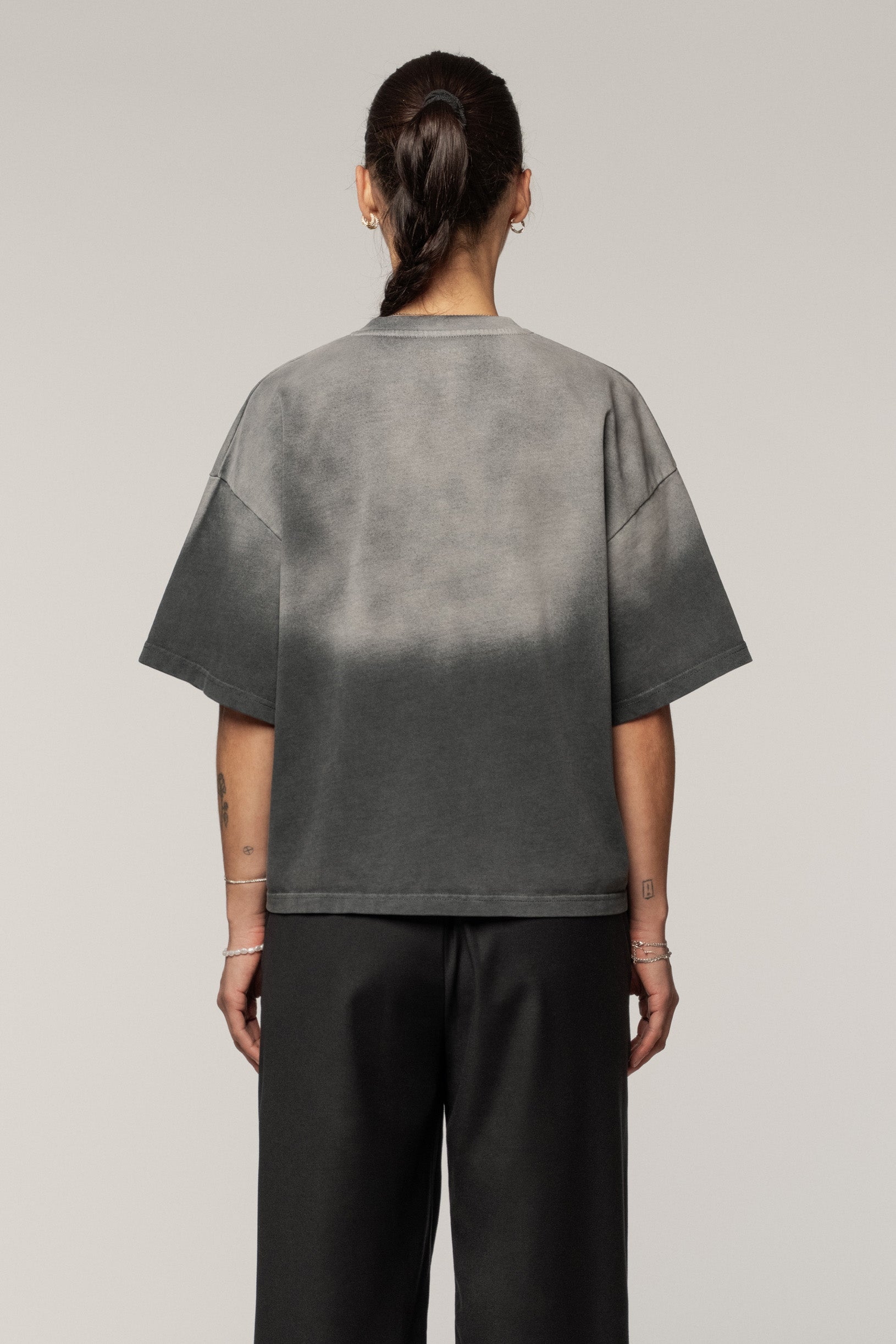 Ghost Pocket Cropped Oversize T-shirt Grey