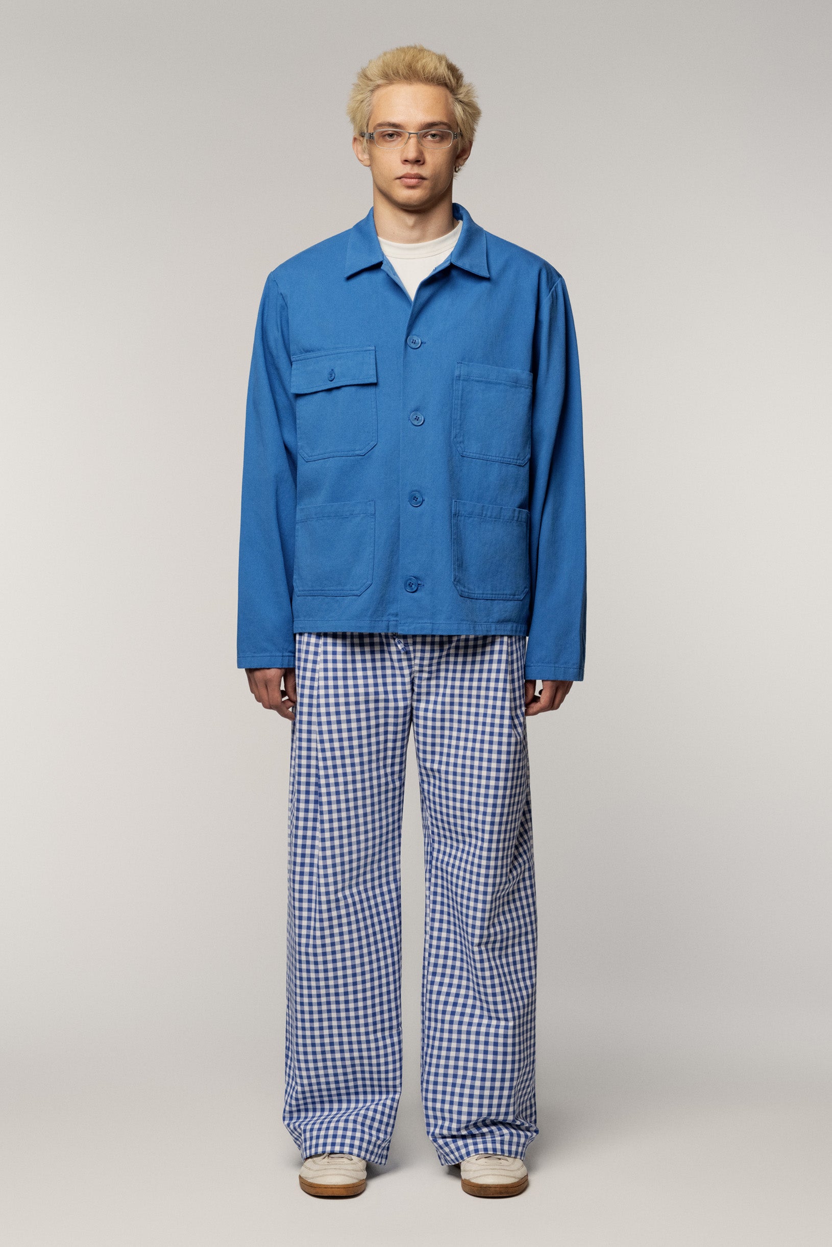 Many Pocket Cotton Jacket Blue