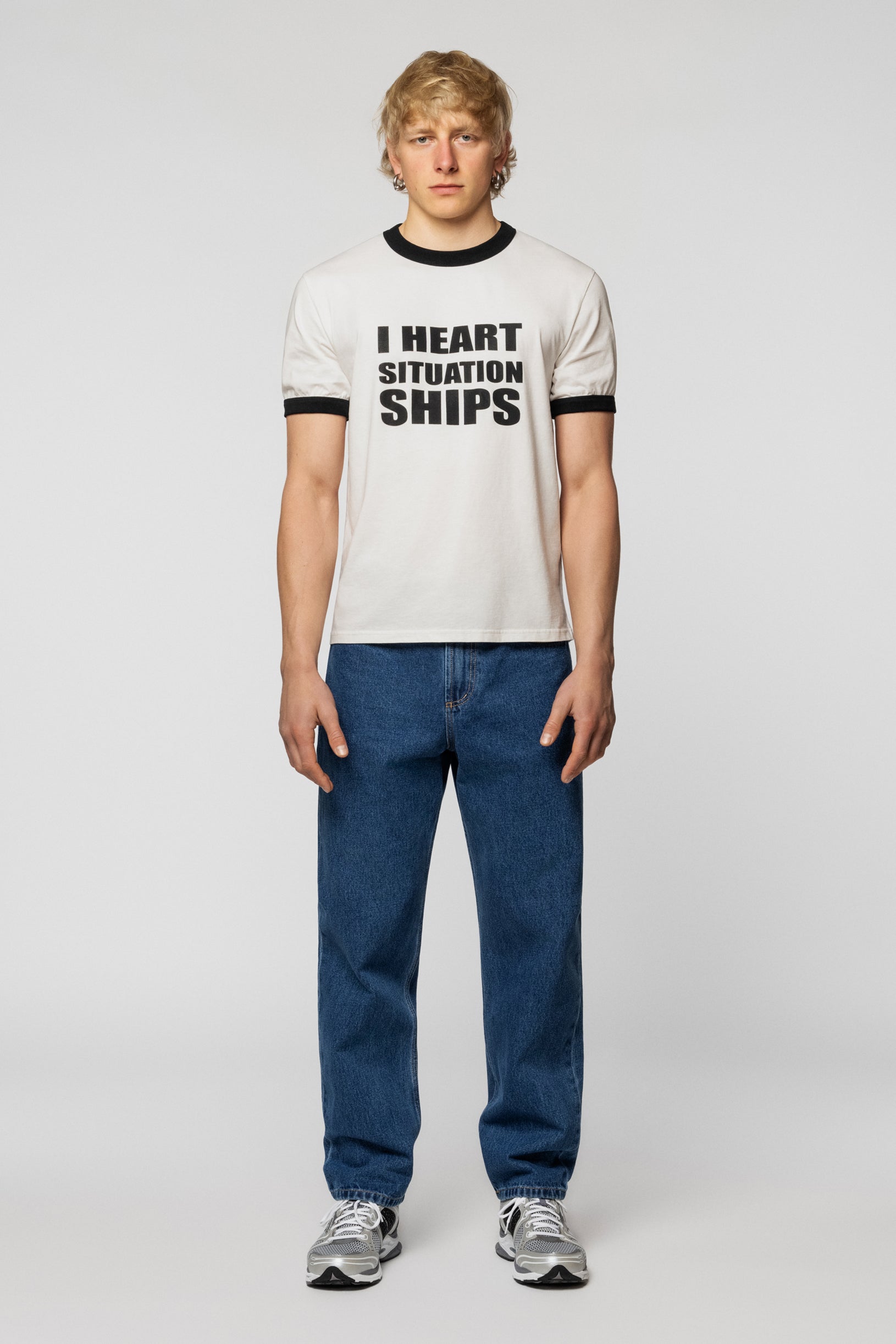I Heart t-shirt with a print, white with contrasting cuffs