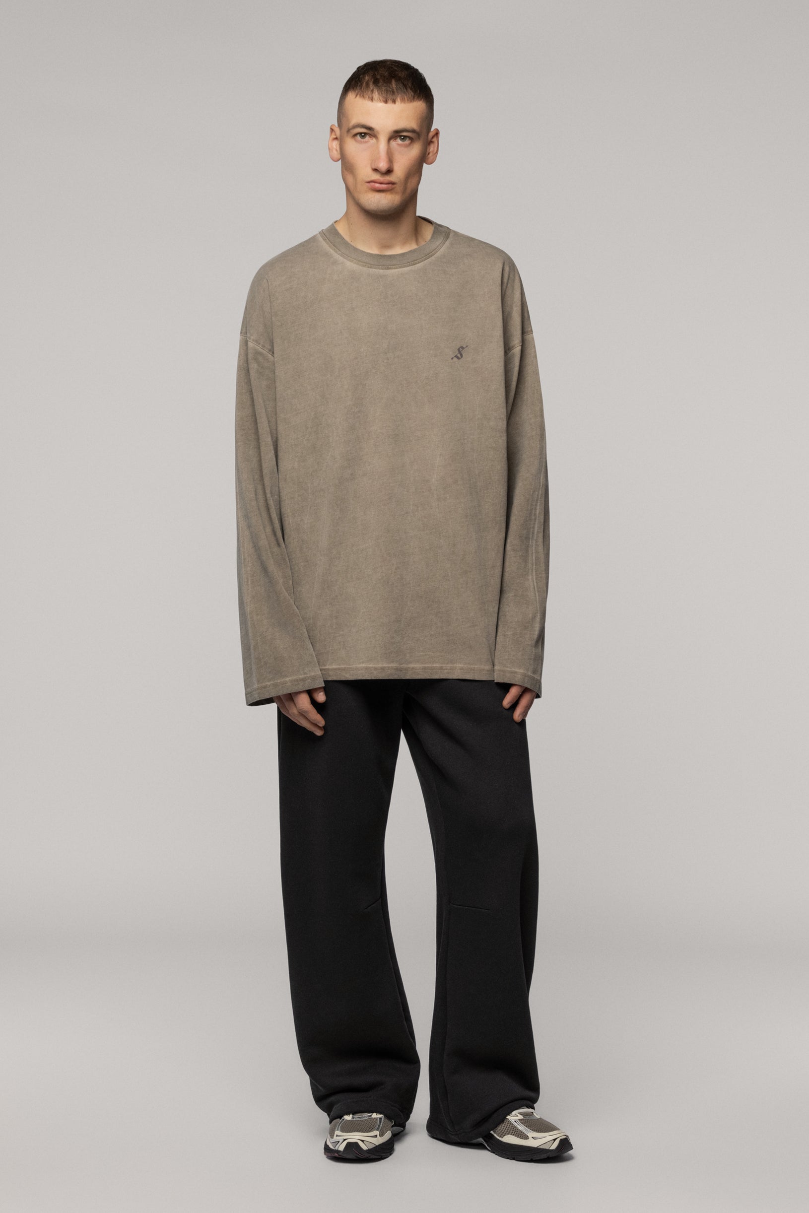 Лонгслів Фарбований з Логотипом Arrow Бежевий