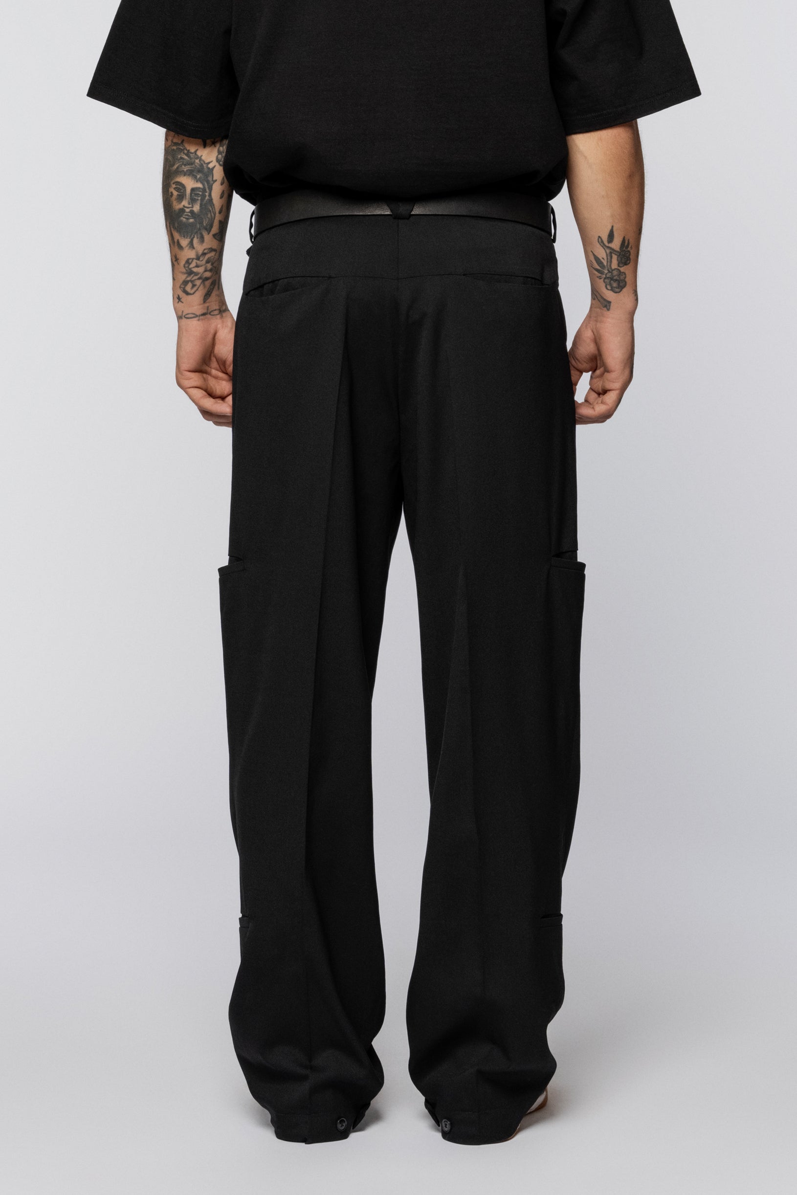 Wool trousers classic cargo Black