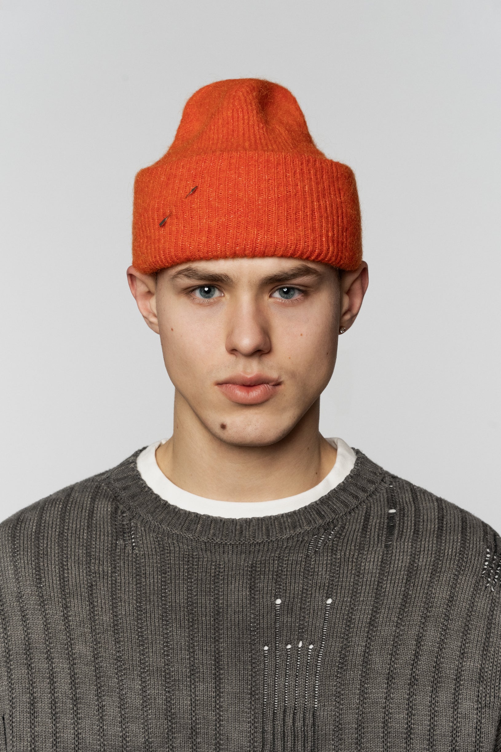 Вʼязана шапка Red Orange з еластичним відворотом