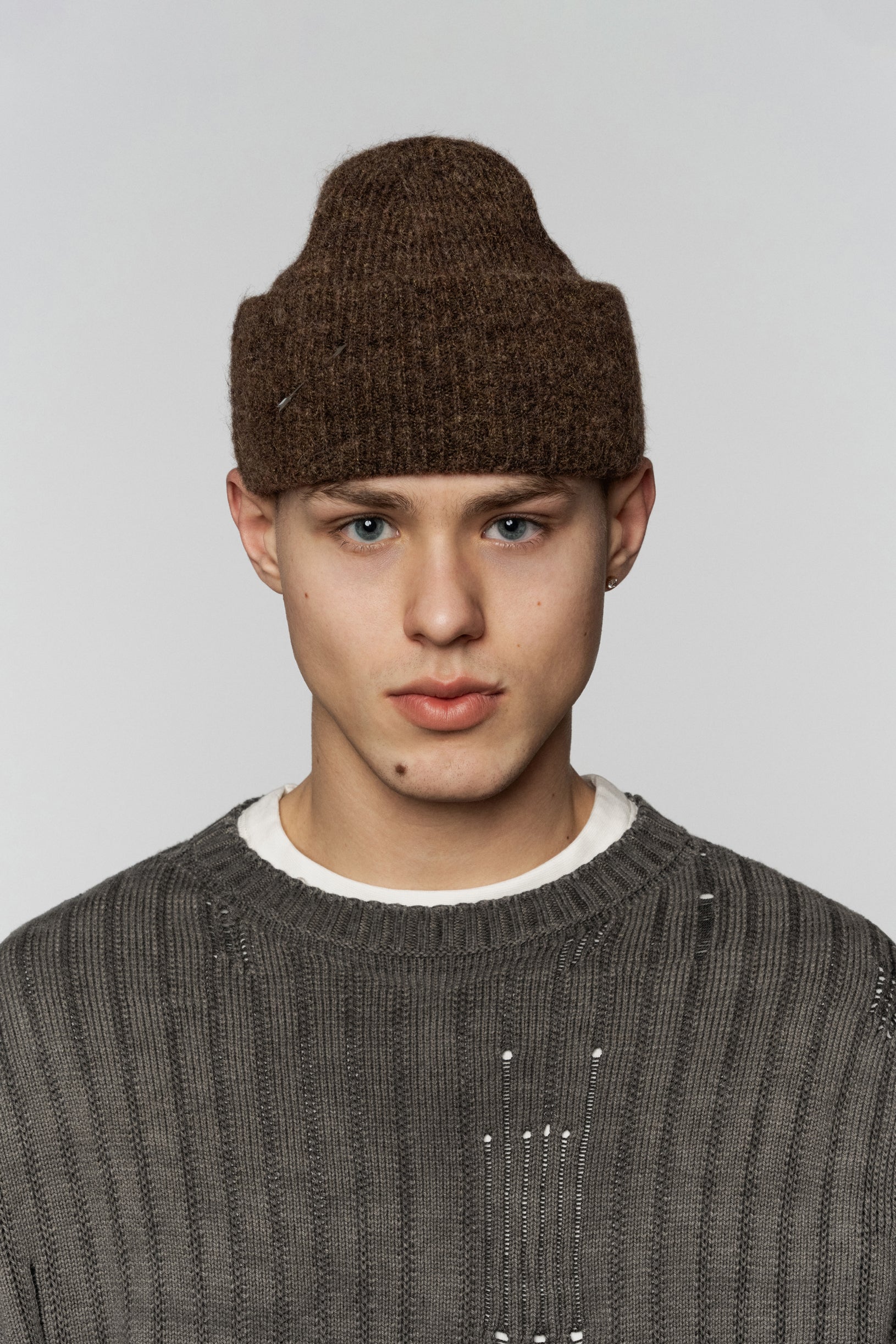 Fluffy Merino Beanie Brown